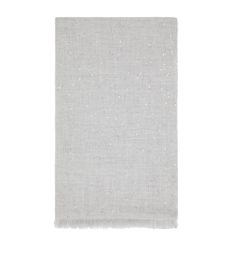 Brunello Cucinelli Womens Cashmere-Silk Diamond Yarn Sequin Scarf Image 1