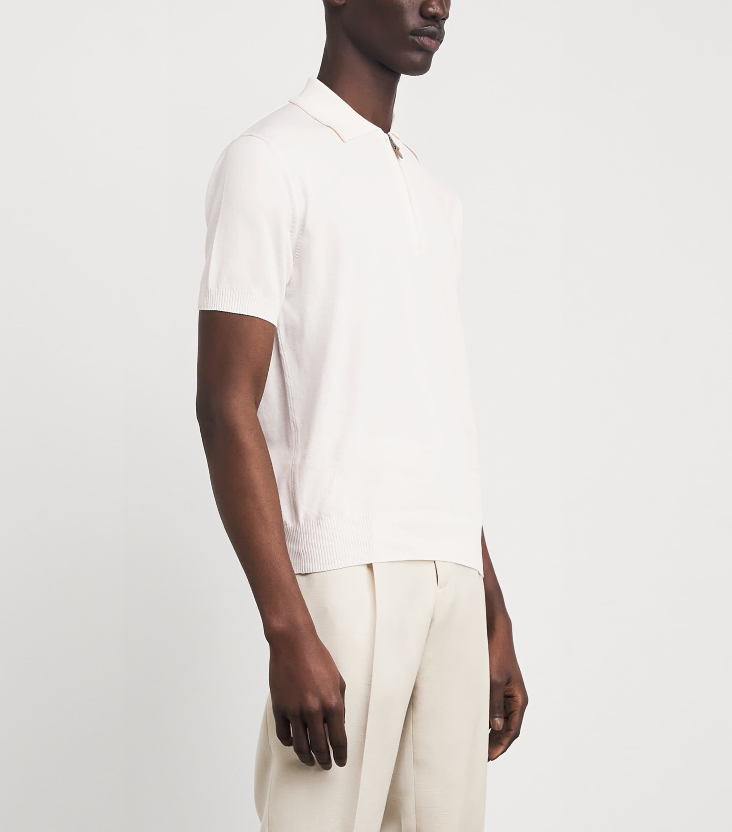 Cotton Zipped Polo Shirt 1 Image 3