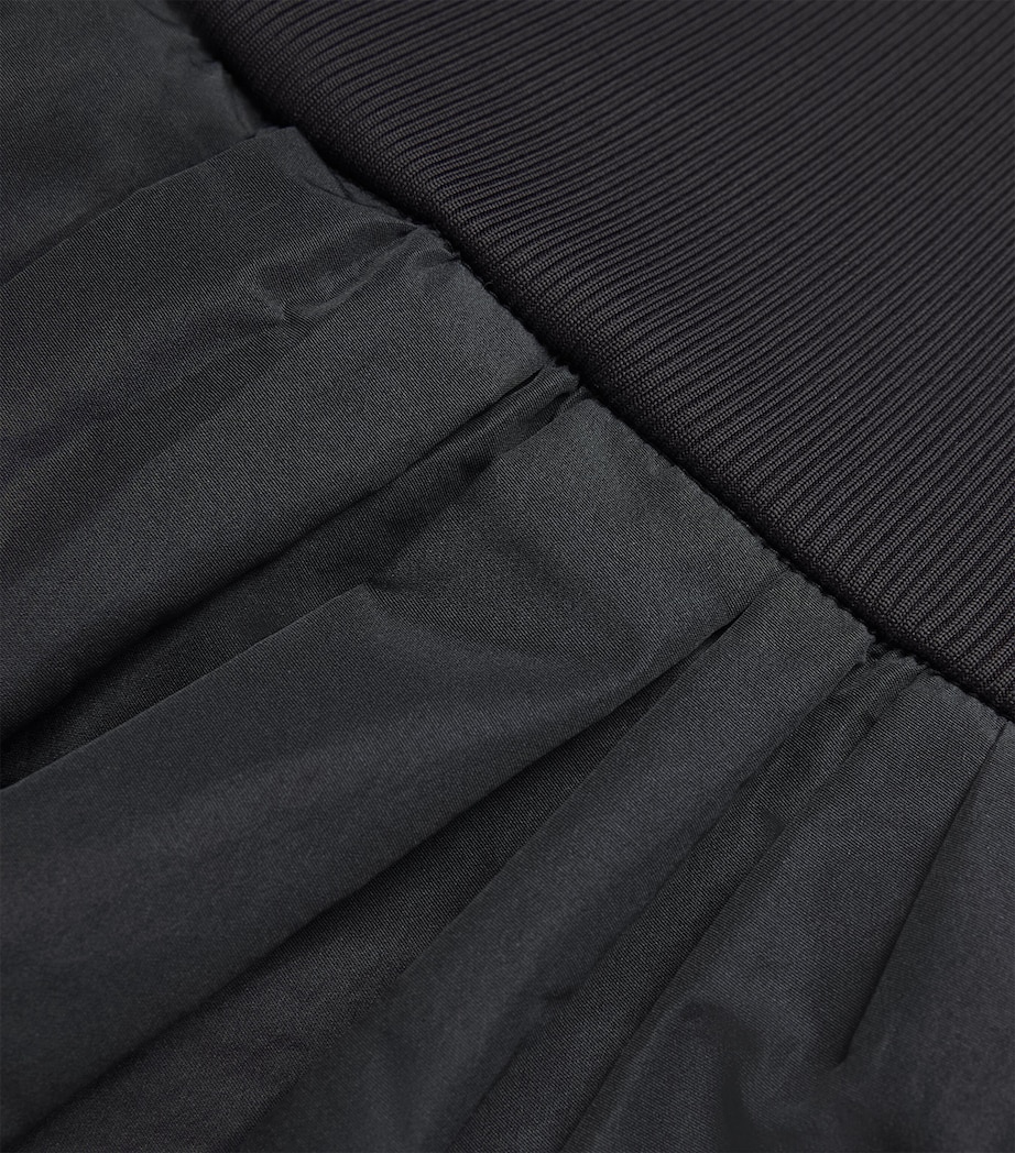 Rib-Knit Taffeta Midi Dress BLACK Image 5