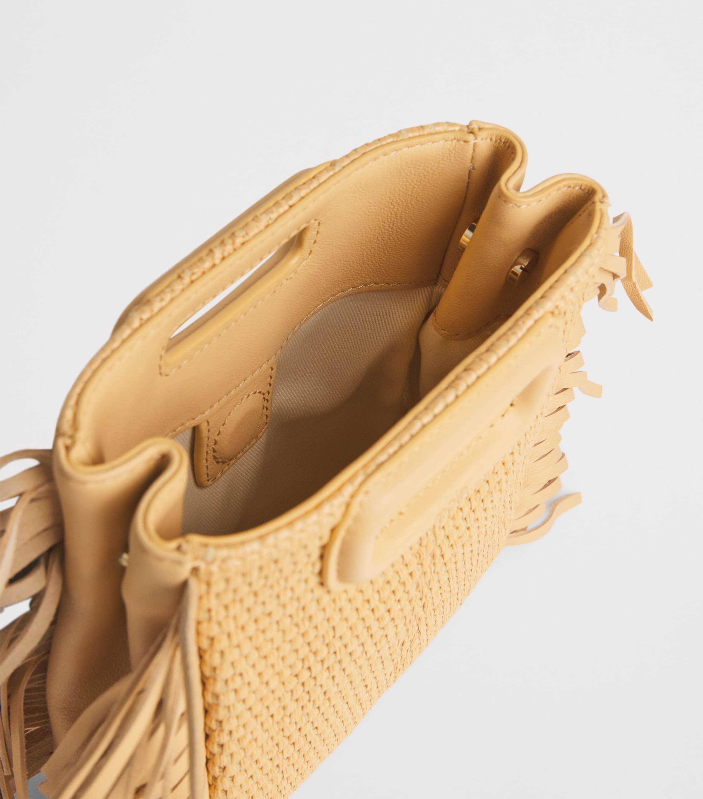 Maje Mini Raffia-Effect M Top-Handle Bag Beige Image 5