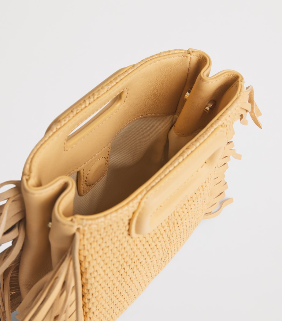 Maje Mini Raffia-Effect M Top-Handle Bag Beige Image 5