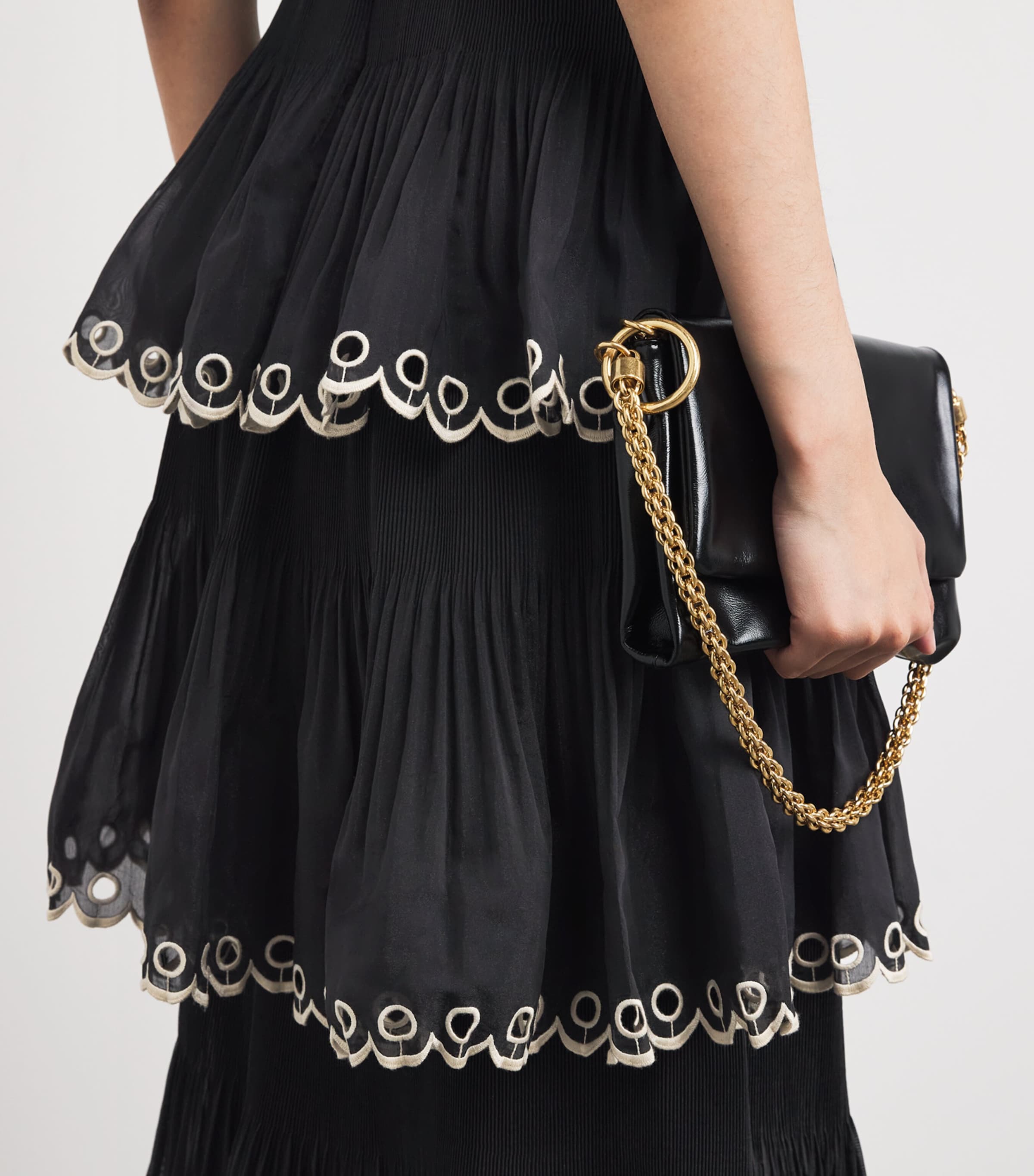 Georgette Tiered Midi Dress BLK BLACK Image 4