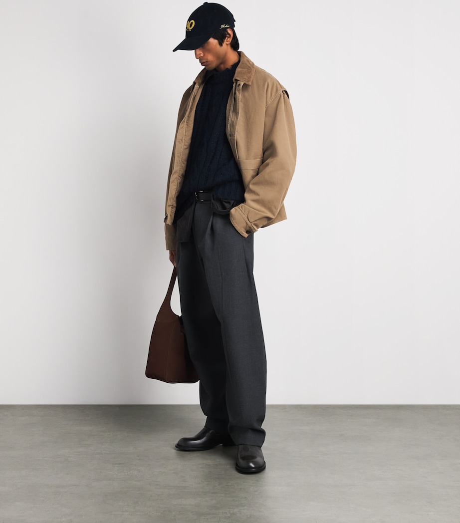 System Mens Wool Pleated Trousers Black Grey Image 2