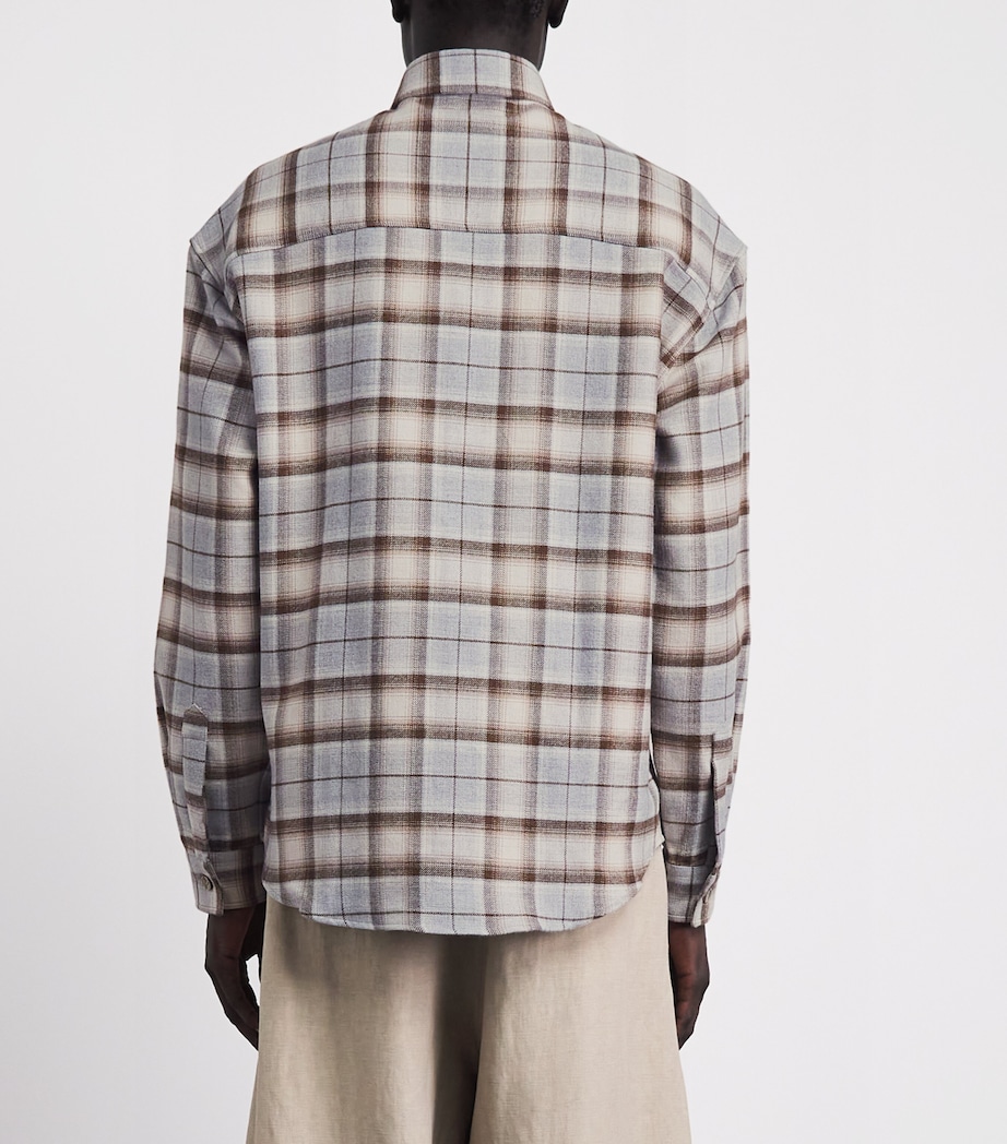 Pal Zileri Mens Cotton Check Shirt Brown Image 5