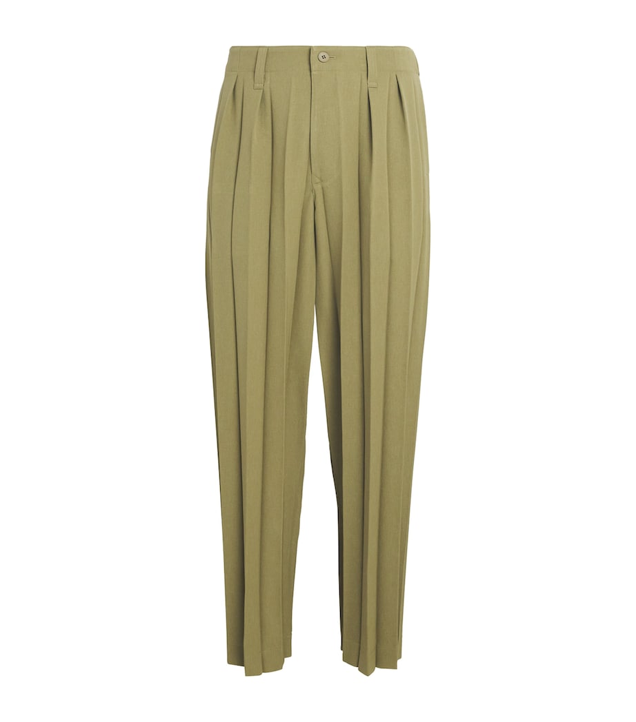 Homme Plissé Issey Miyake Mens Pleated Edge Ensemble Trousers Khaki Image 1