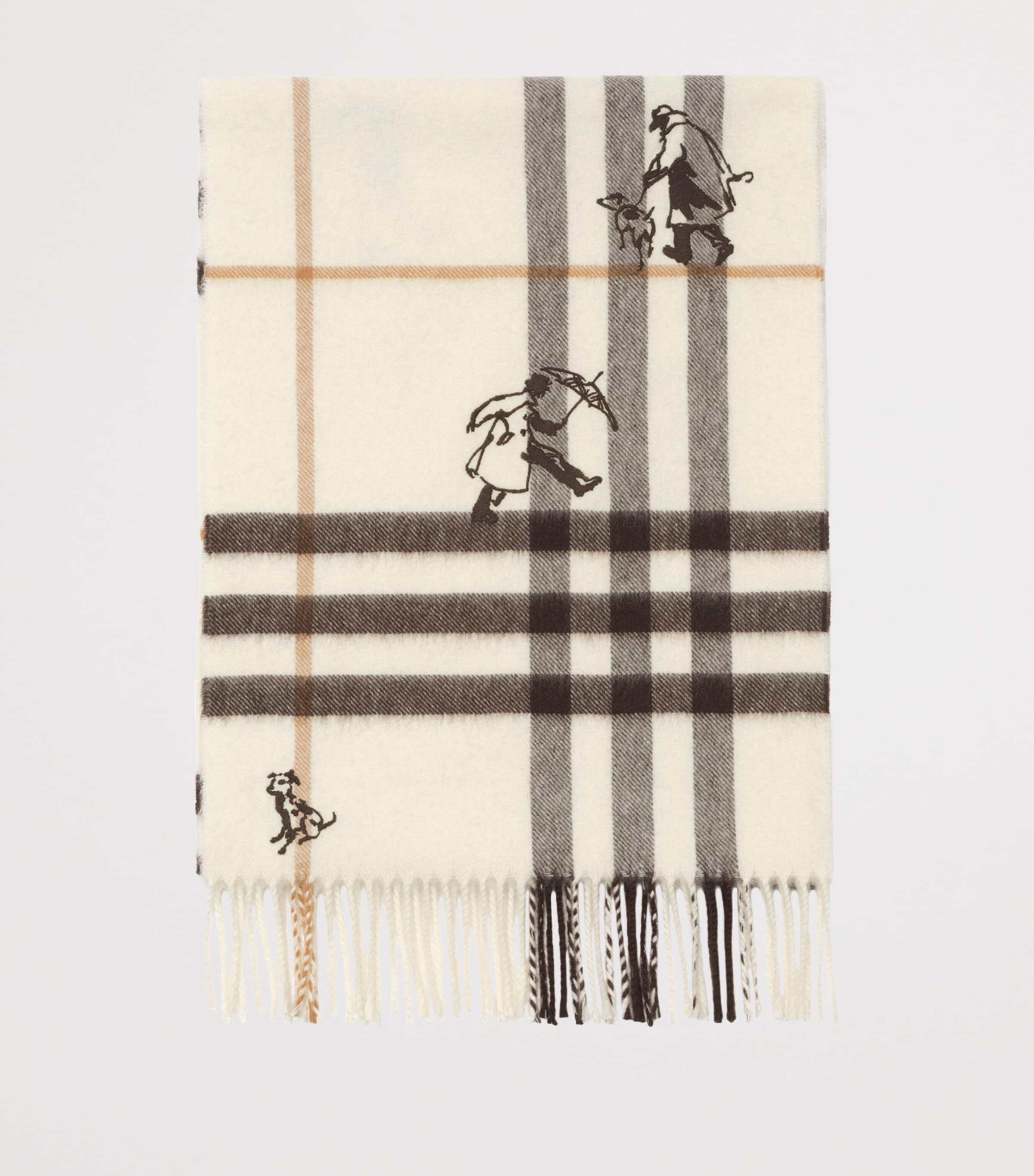 Burberry Cashmere Check Mates Scarf Pebble White Image 4