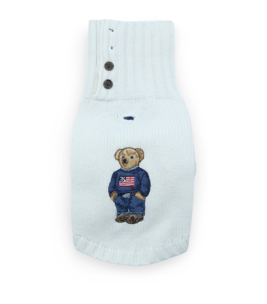 Wool-Cashmere Polo Bear Dog Sweater (Extra Extra Small) WHITE Image 1