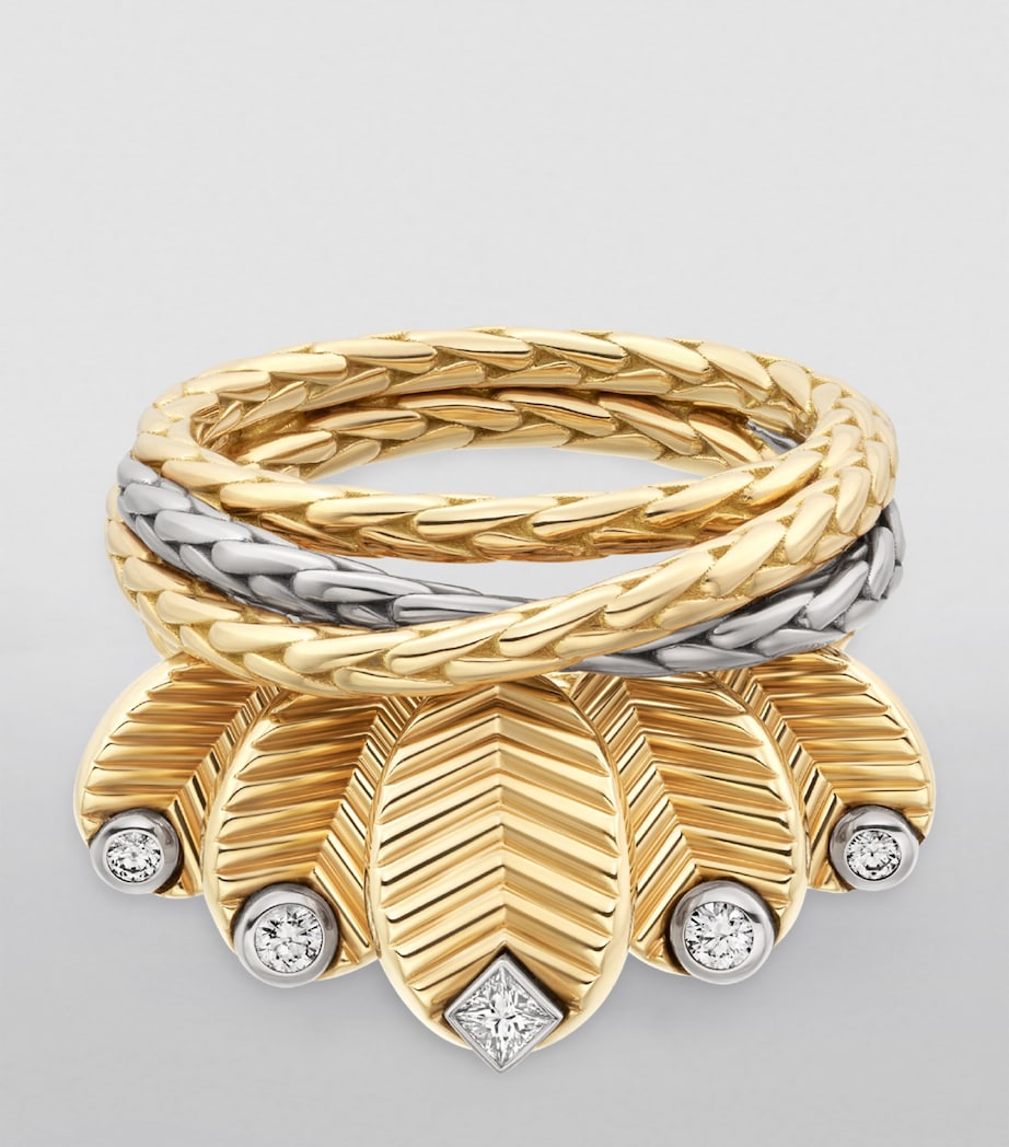 Yellow Gold, White Gold and Diamond Grain de Café Ring YELLOW GOLD Image 9