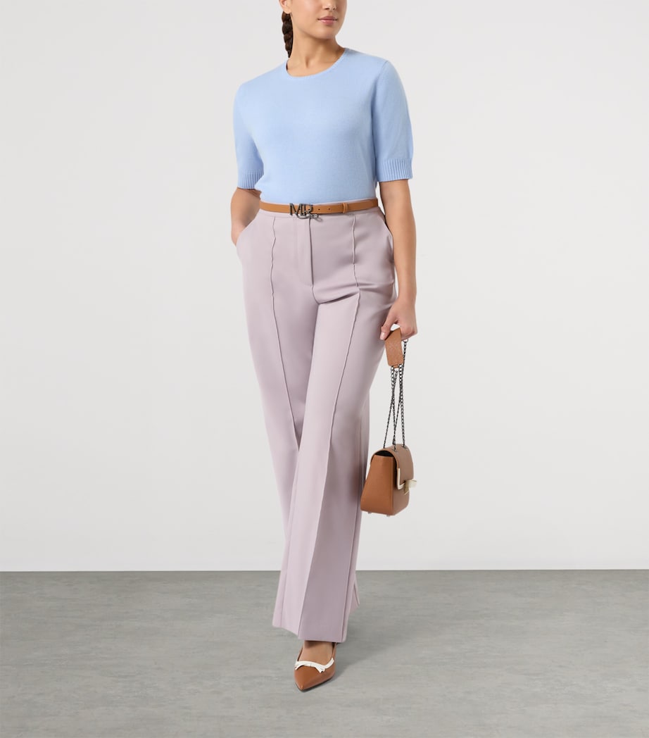 Marina Rinaldi Womens Cashmere Short-Sleeve Sweater Light Blue Image 2