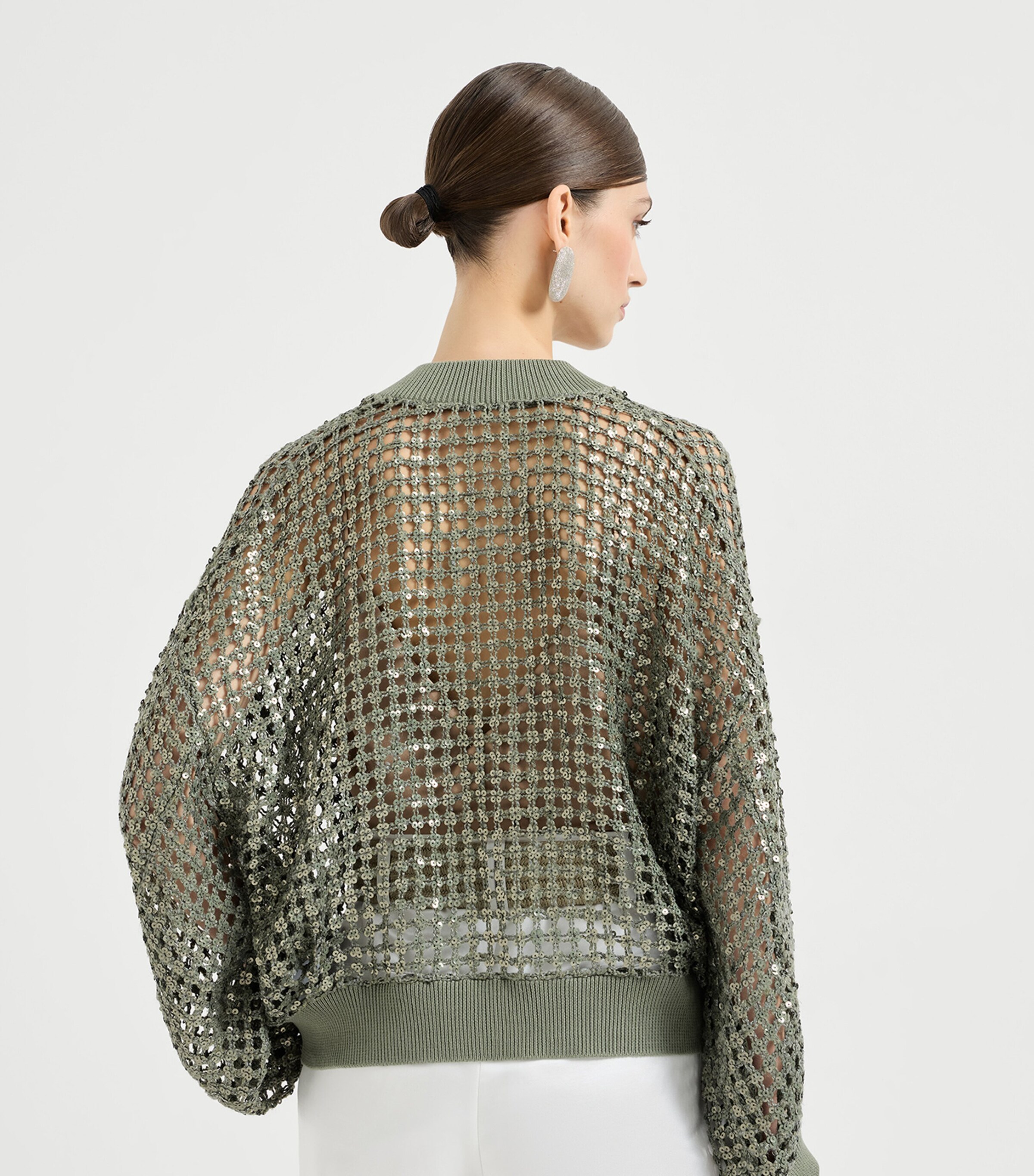 Brunello Cucinelli Womens Sequin Mesh Cardigan Image 5