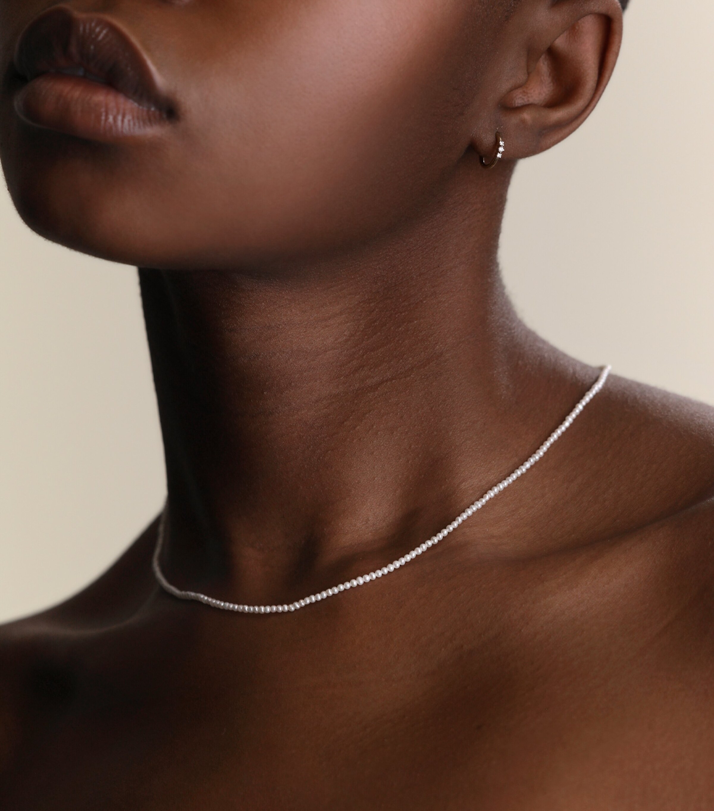 Astrid & Miyu White Gold and Pearl Necklace White Gold Image 2