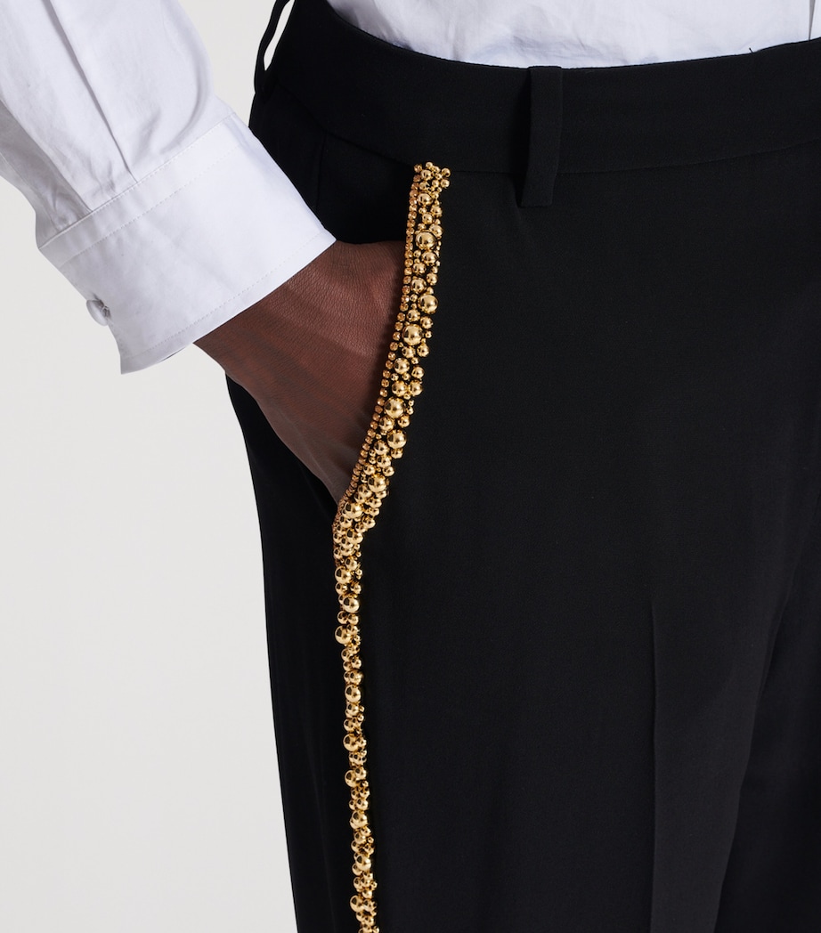 Embellished Slim Tailored Trousers EAD NOIR/OR Image 6
