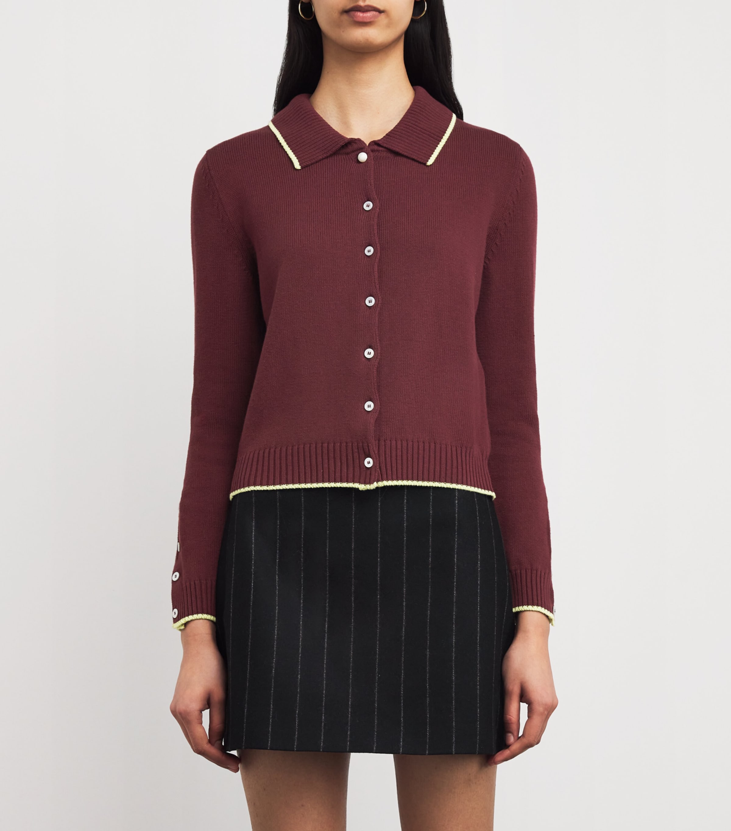 Cotton-Blend Cardigan BORDEAUX Image 3