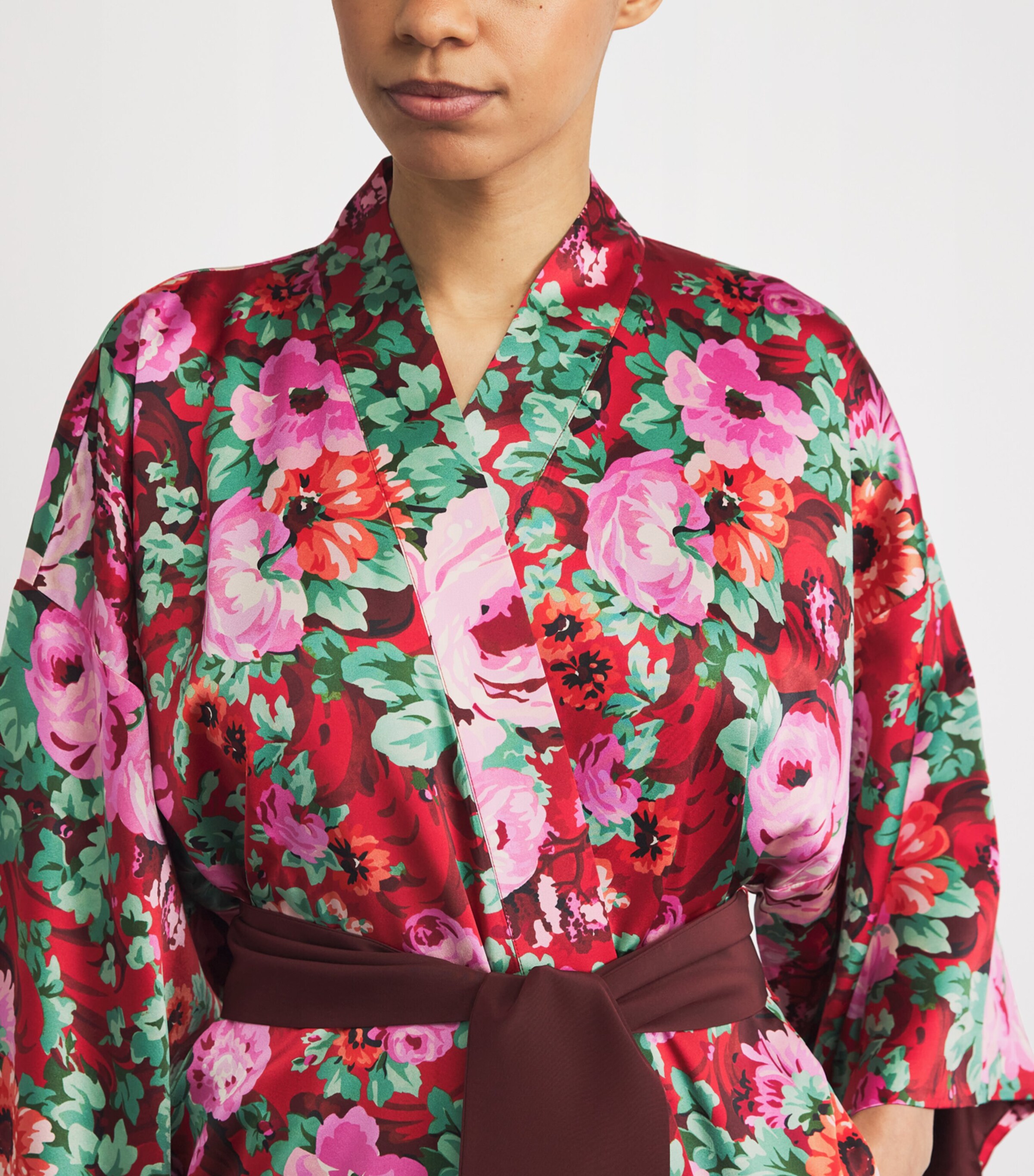 Olivia von Halle Womens Silk Floral Queenie Robe Moulin Image 5