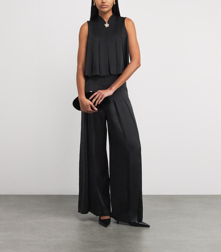 Satin Pleated Top BLACK Image 2