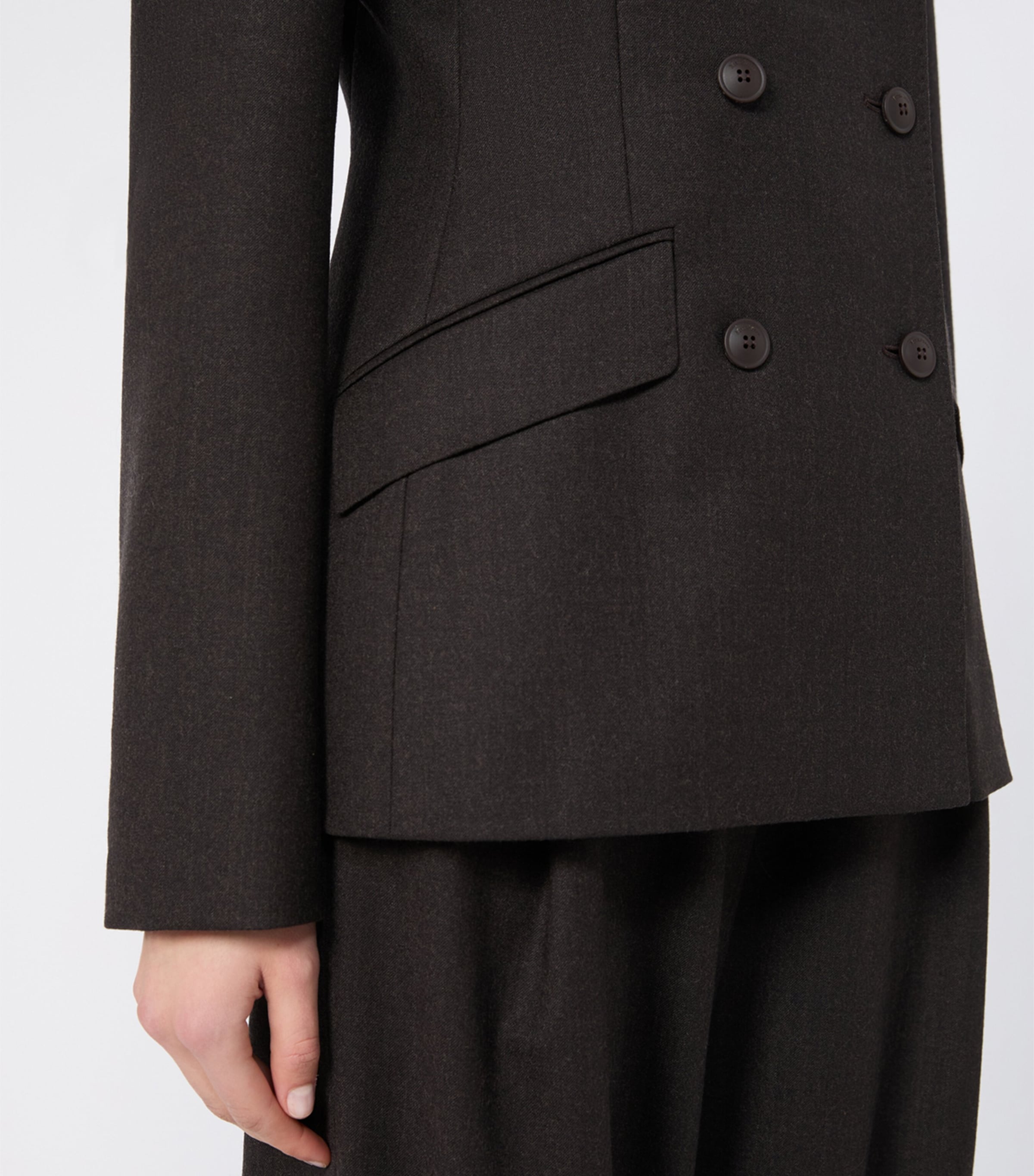 Max Mara Womens Virgin Wool Blazer Dark Brown Image 5