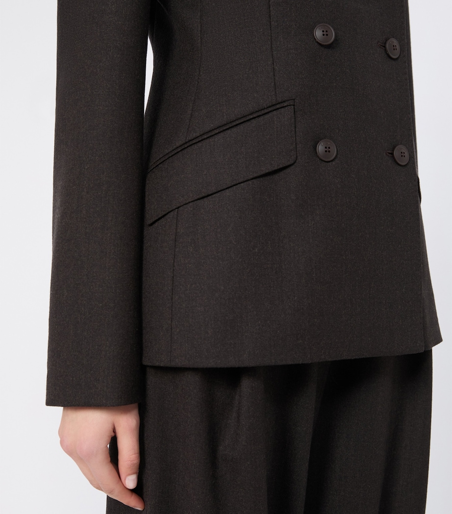 Max Mara Womens Virgin Wool Blazer Dark Brown Image 5