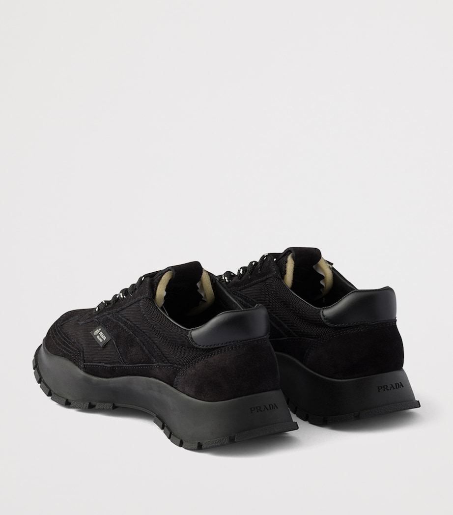 Prada Mesh and Suede Sneakers Black Image 4