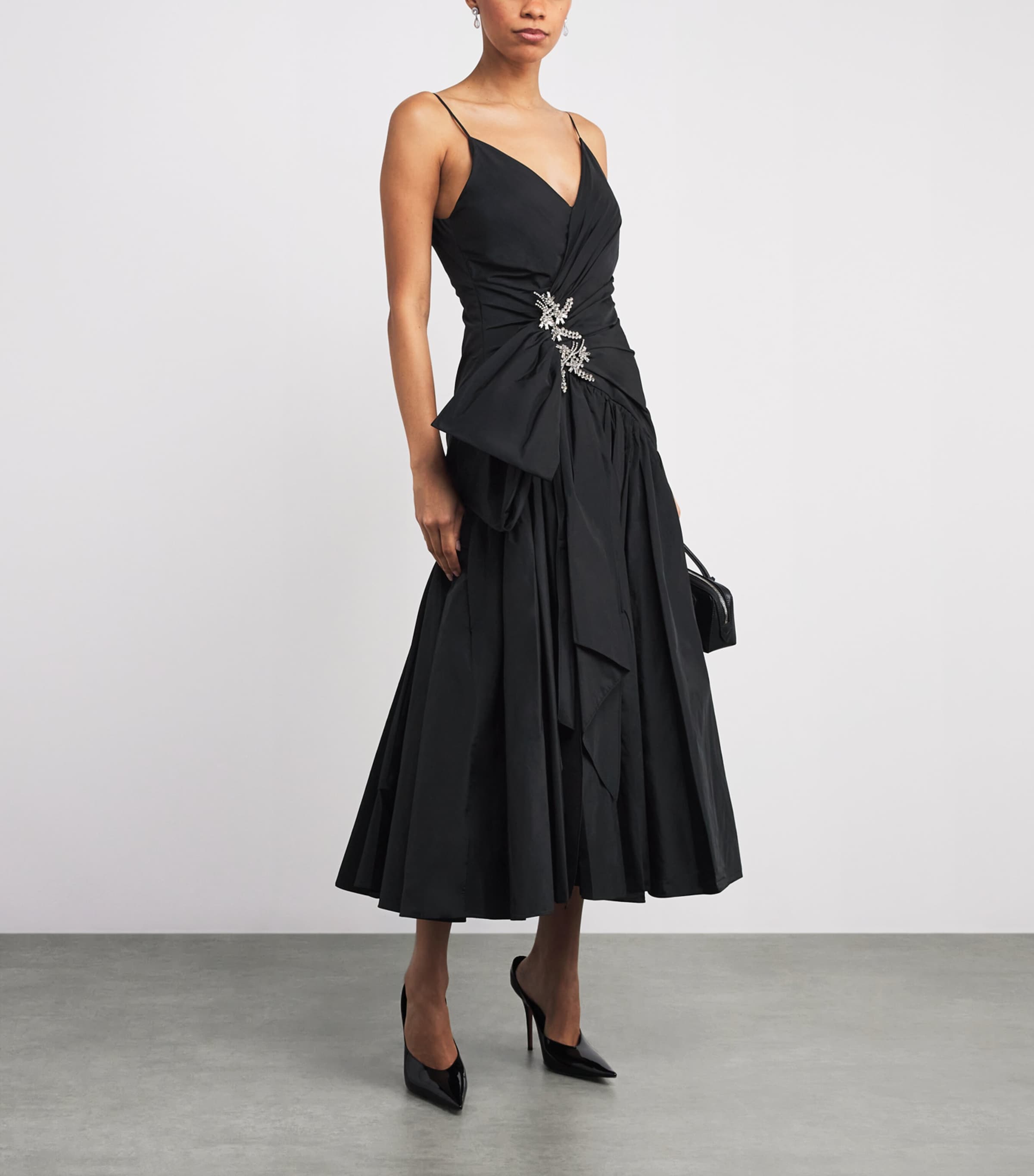 Cinq A Sept Womens Embellished Ellette Midi Dress Black Image 2