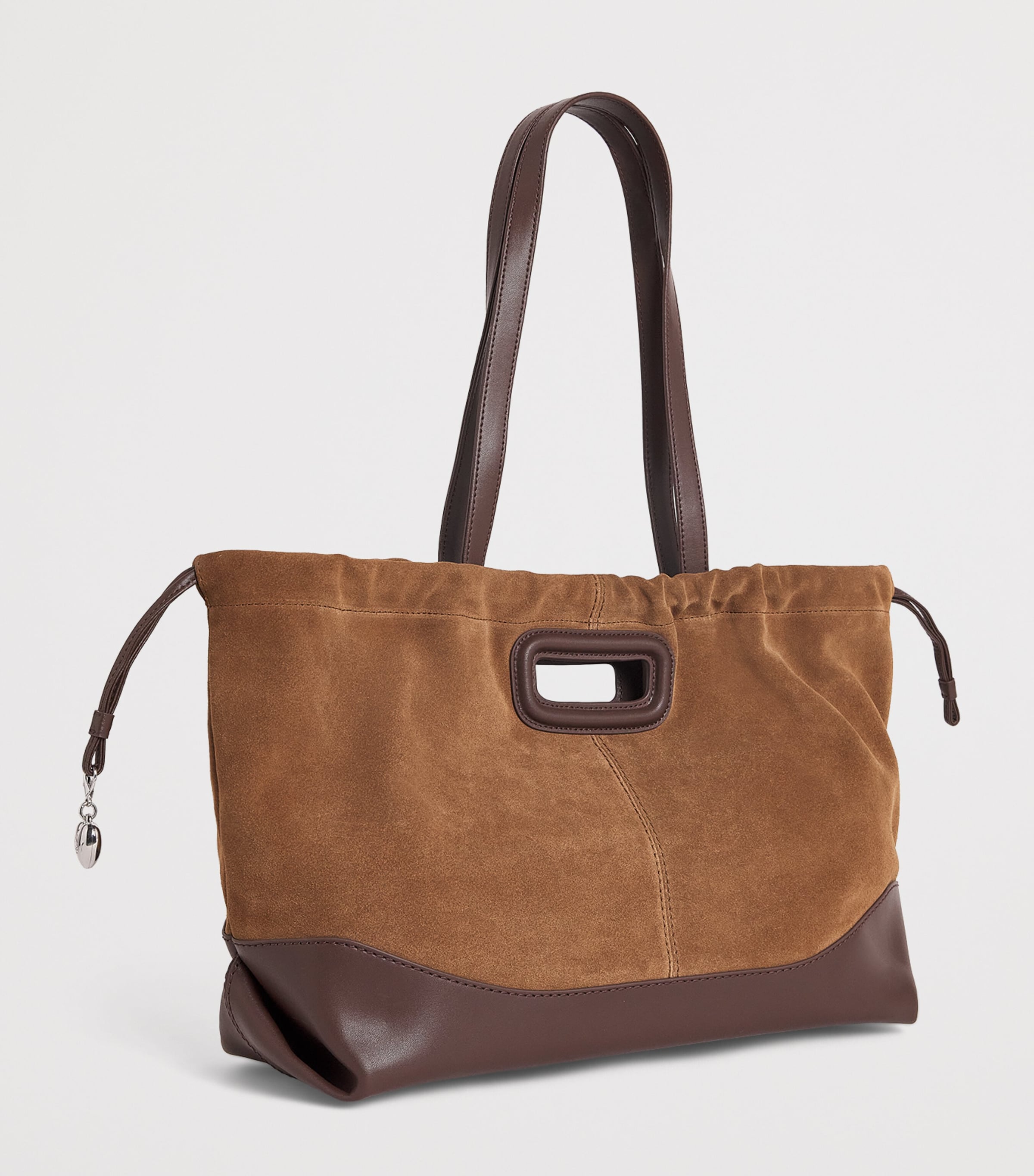 Maje Leather and Suede Milpi Tote Bag Camel/brown Image 3