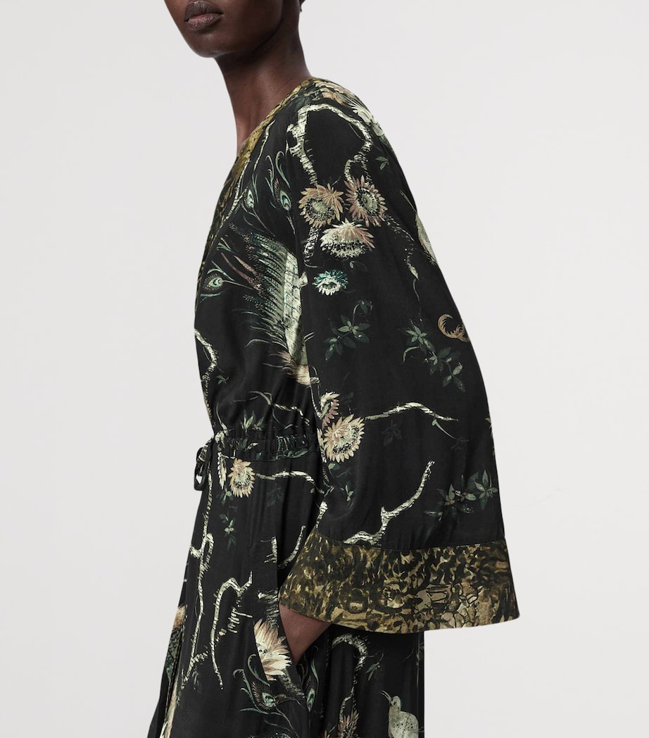AllSaints Womens Printed Diana Midi Wrap Dress Taravao Soft Green Image 5