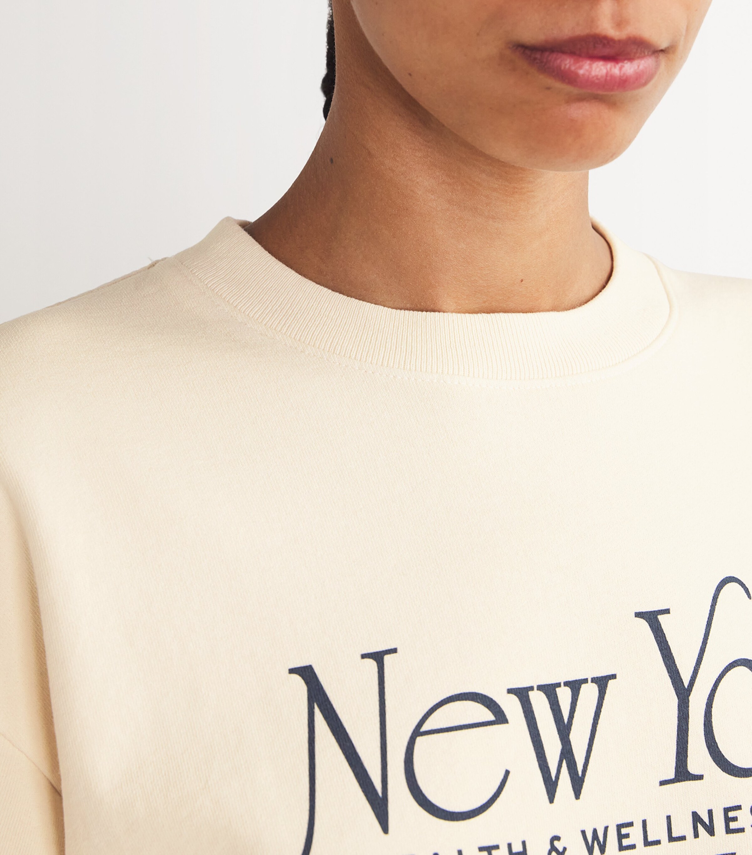 Sporty & Rich Womens Cotton Crew-Neck Sweatshirt Cream Image 6