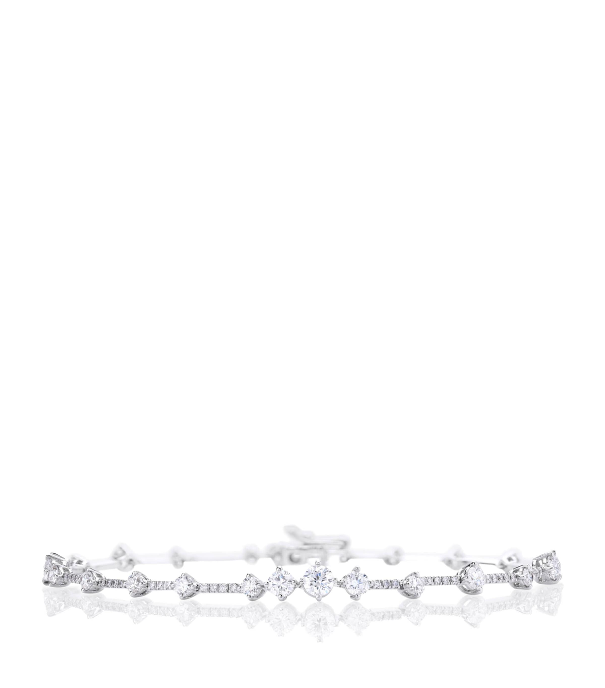 De Beers White Gold Arpeggia One Line Bracelet In Silver