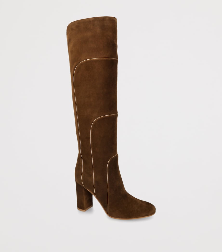 Suede Panelled Knee-High Boots 45 TAN COMB Image 3