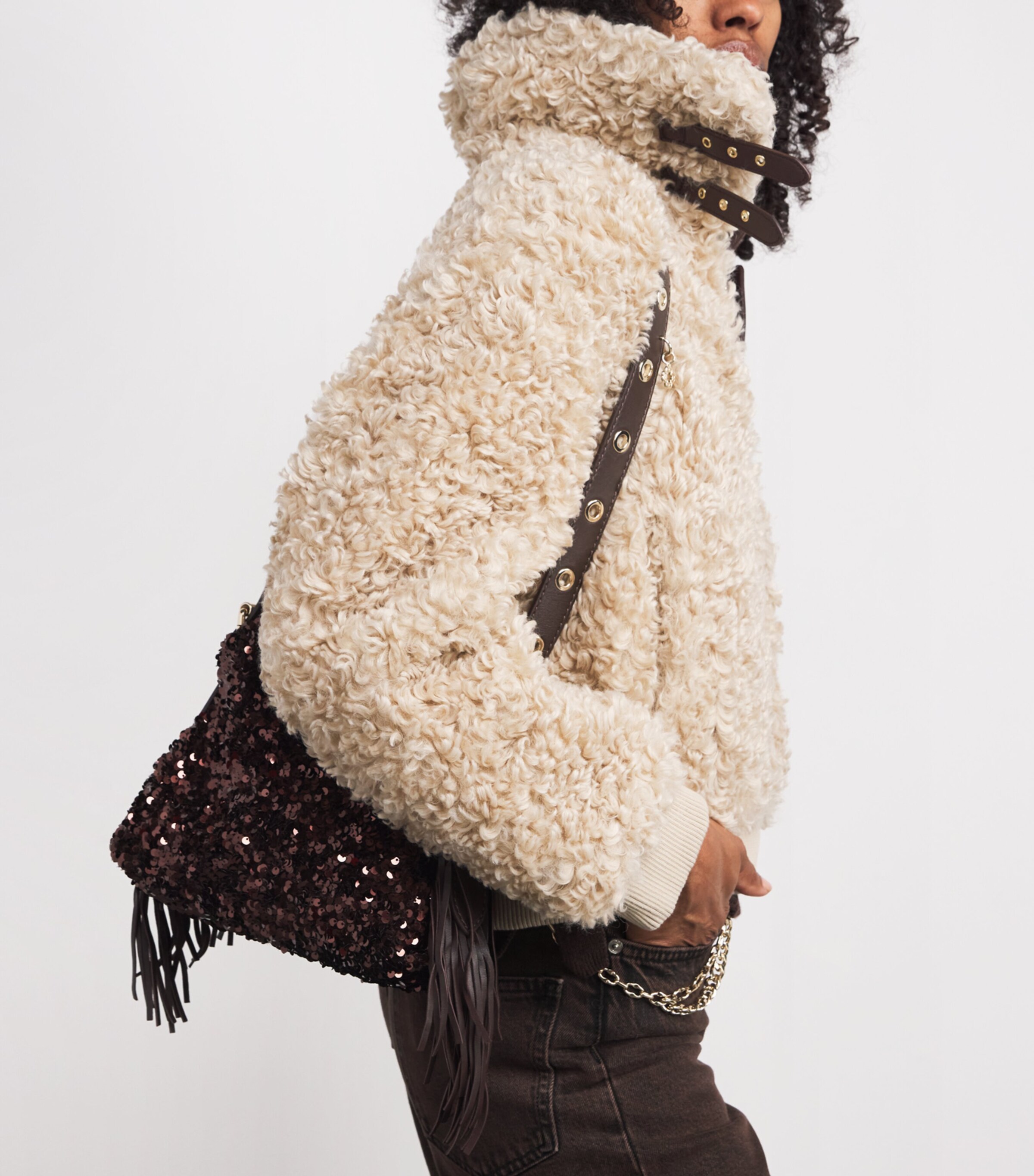 Mini Sequin Miss M Shoulder Bag BROWN Image 2