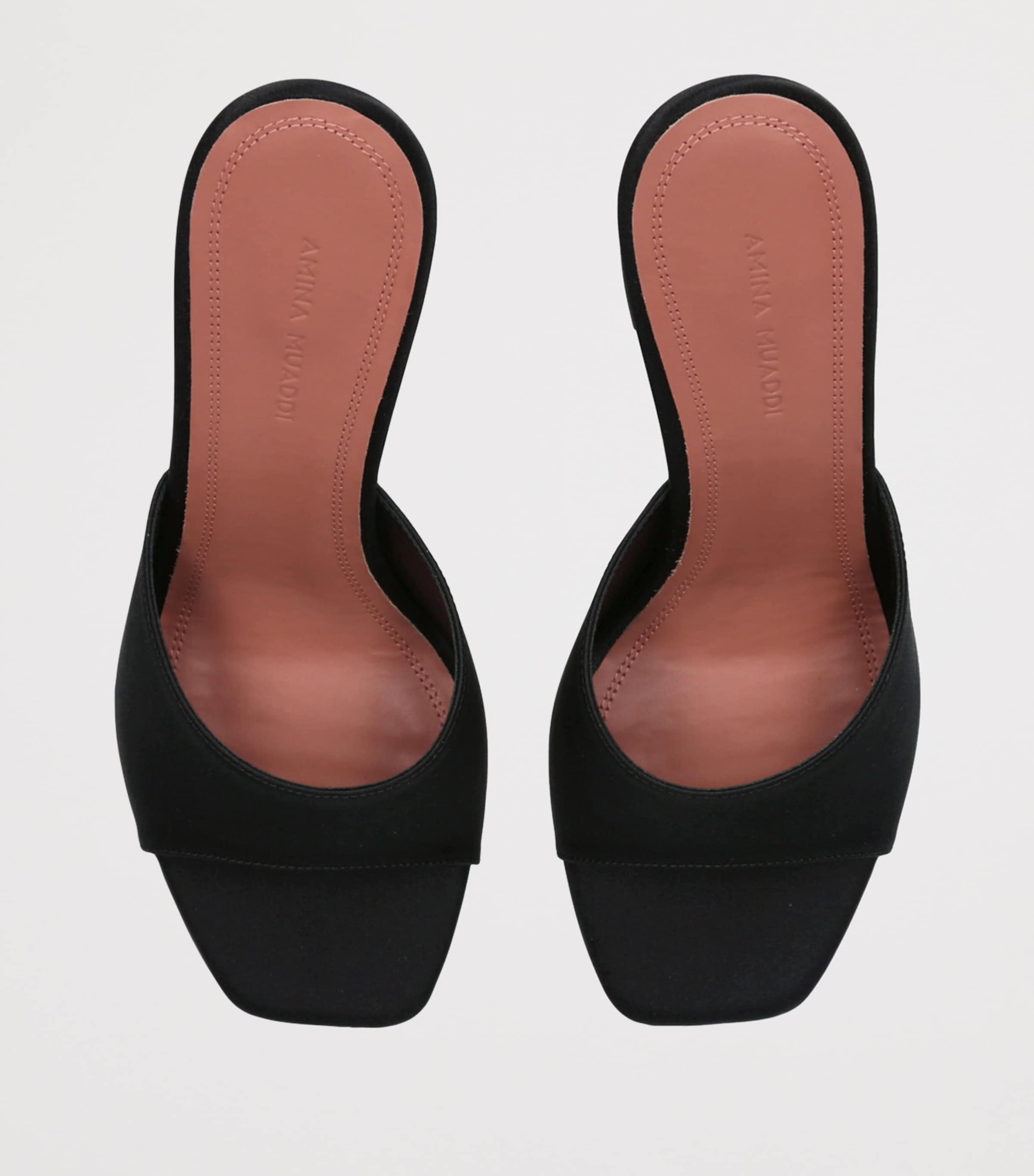 Amina Muaddi Satin Lupita Heeled Mules 95 Black Image 4