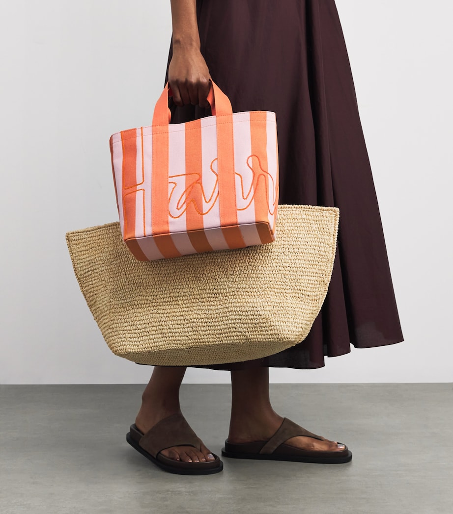 Mini Cotton Stripe Logo Tote Bag PINK Image 5