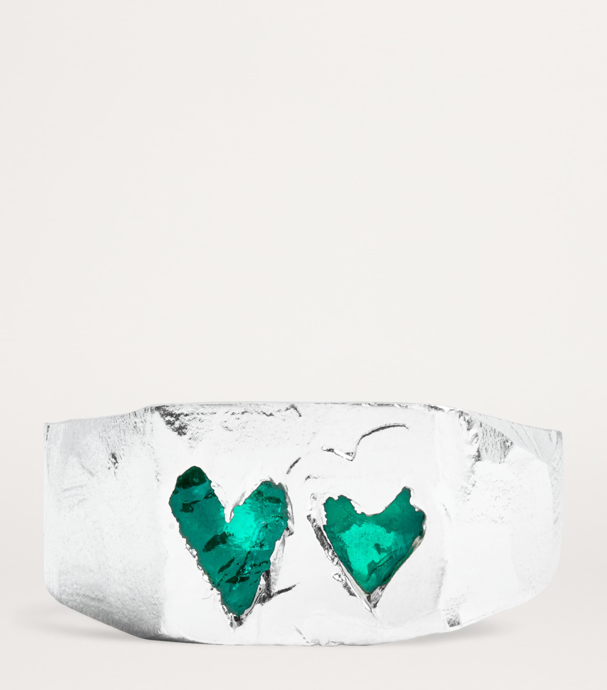 THE OUZE Sterling Silver and Emerald Signet Ring | Harrods US
