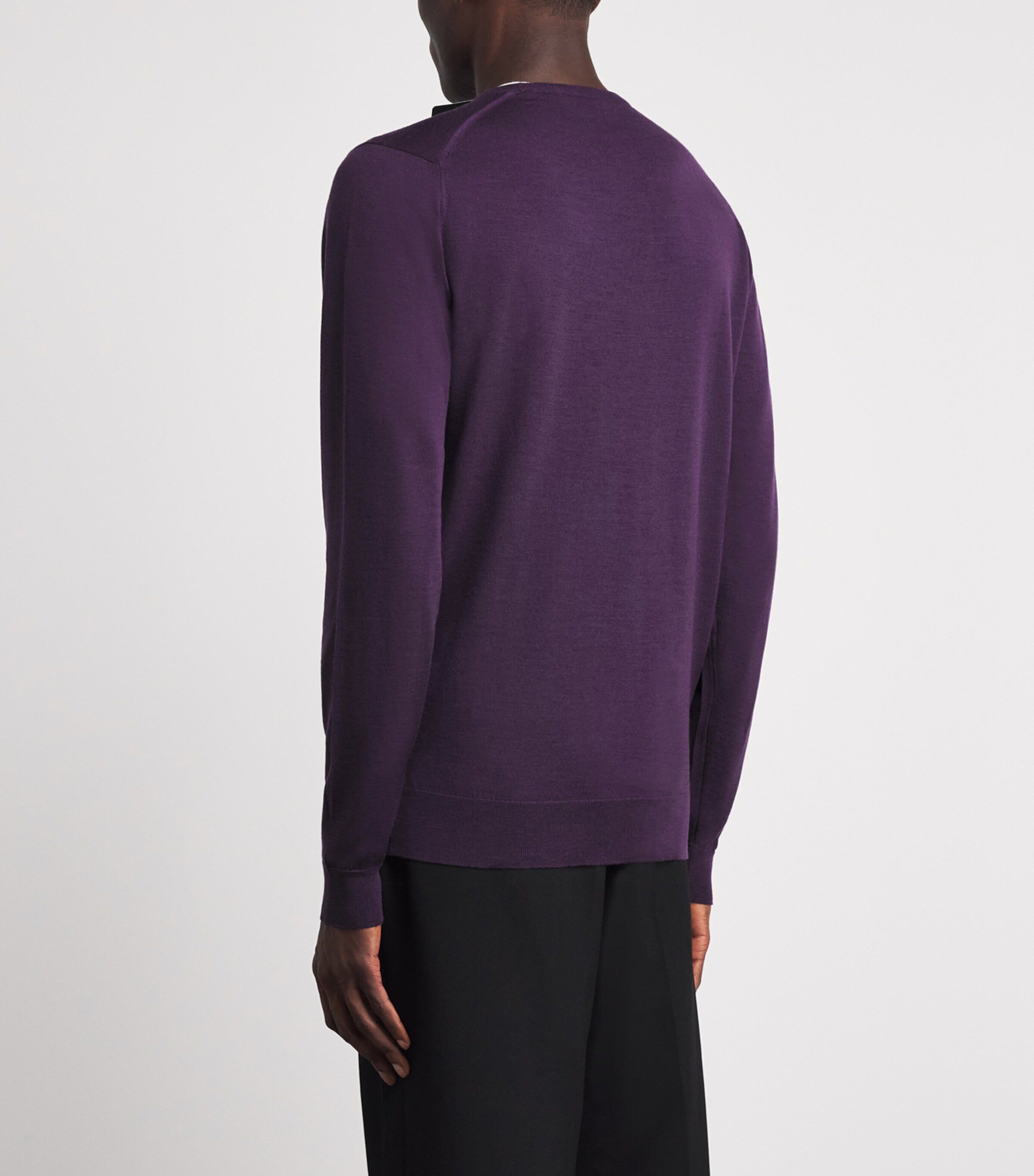 John Smedley Mens Extra Fine Merino Wool Lundy Sweater Velvet Plums Image 5