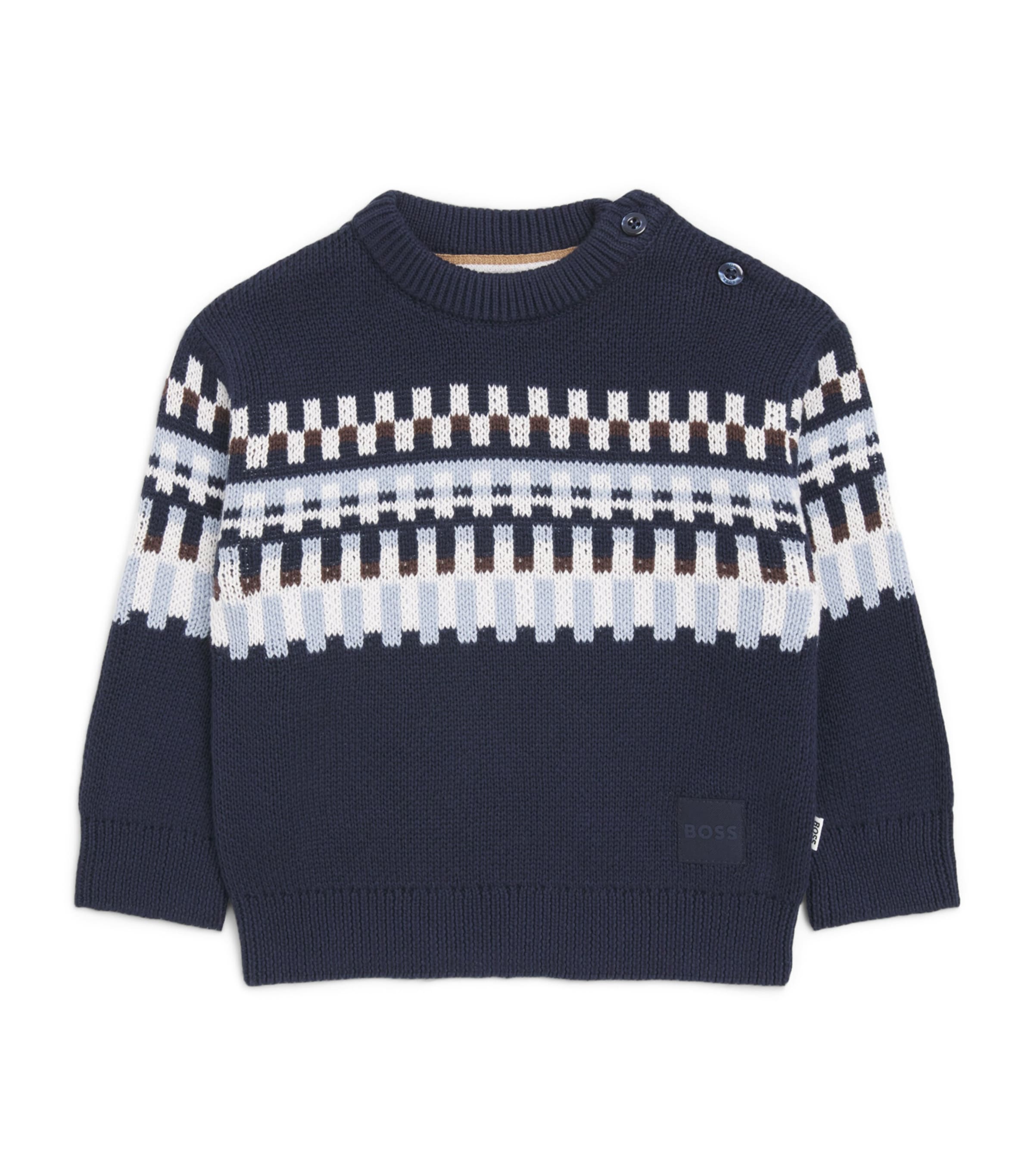 BOSS Kidswear Cotton Jacquard Sweater (3 Months-3 Years) Navy Image 1