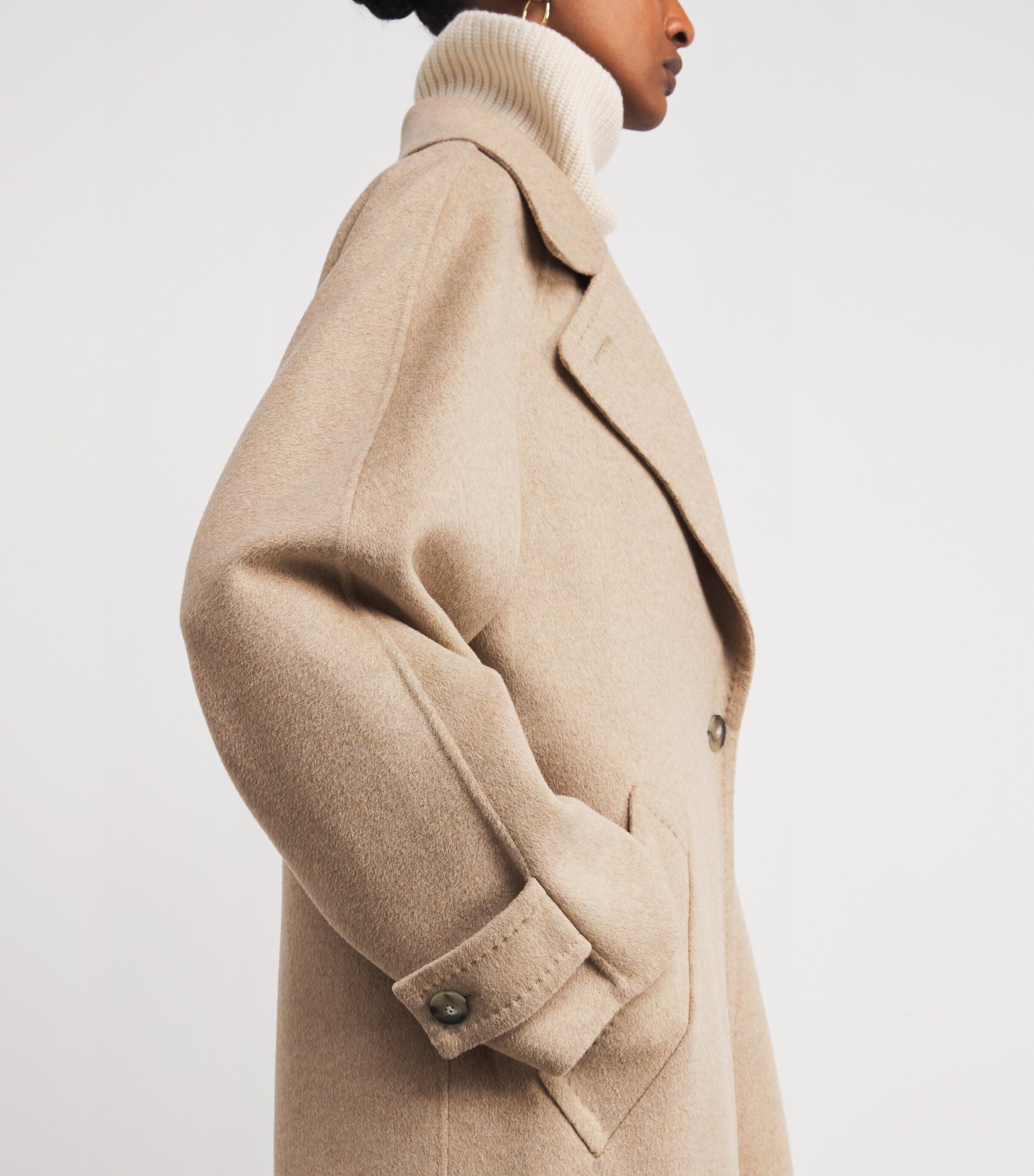 Joseph Womens Wool-Cashmere Franco Coat Powder Melange Image 6