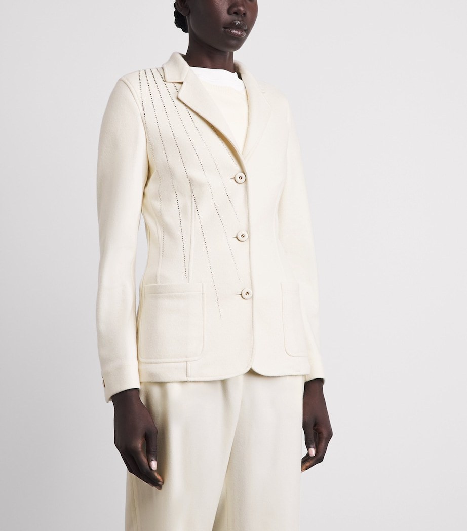 Colombo Womens Cashmere-Silk Embellished Blazer White Image 4