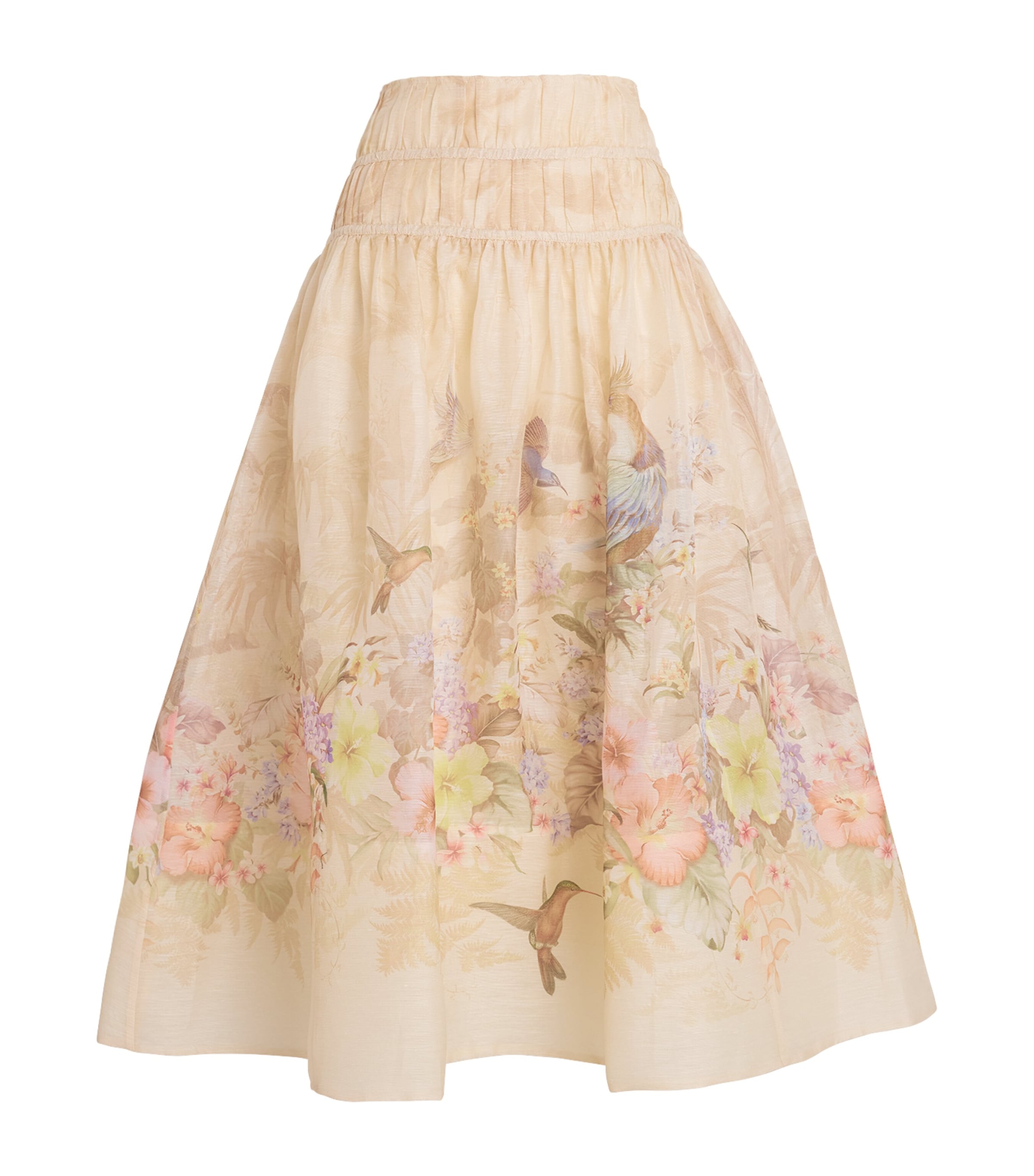 Shop Zimmermann Linen-silk Midi Skirt In Beige