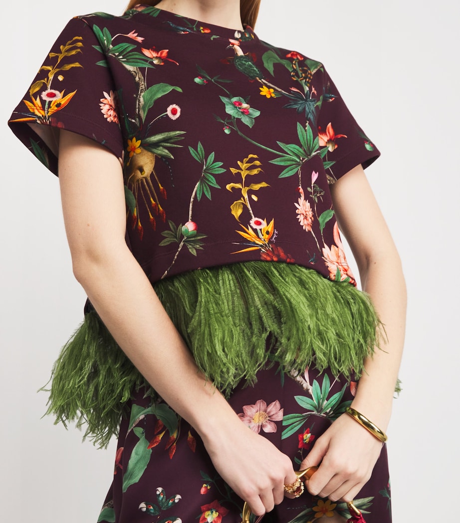 Cotton Feather-Trim Floral Top RE02ZOOFLORA Image 5