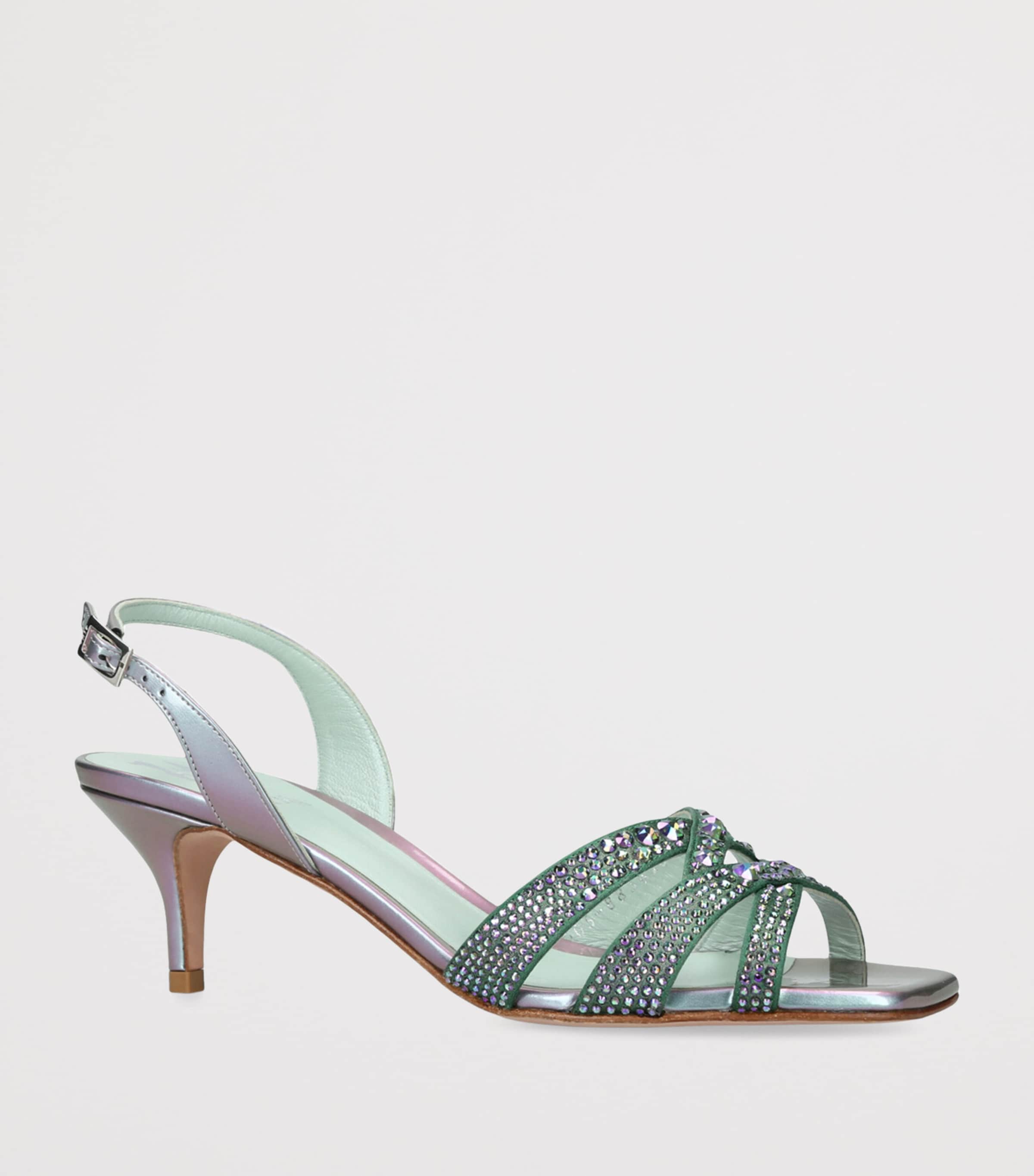 Gina Leather Curtis Heeled Sandals 50 Green Comb Image 3
