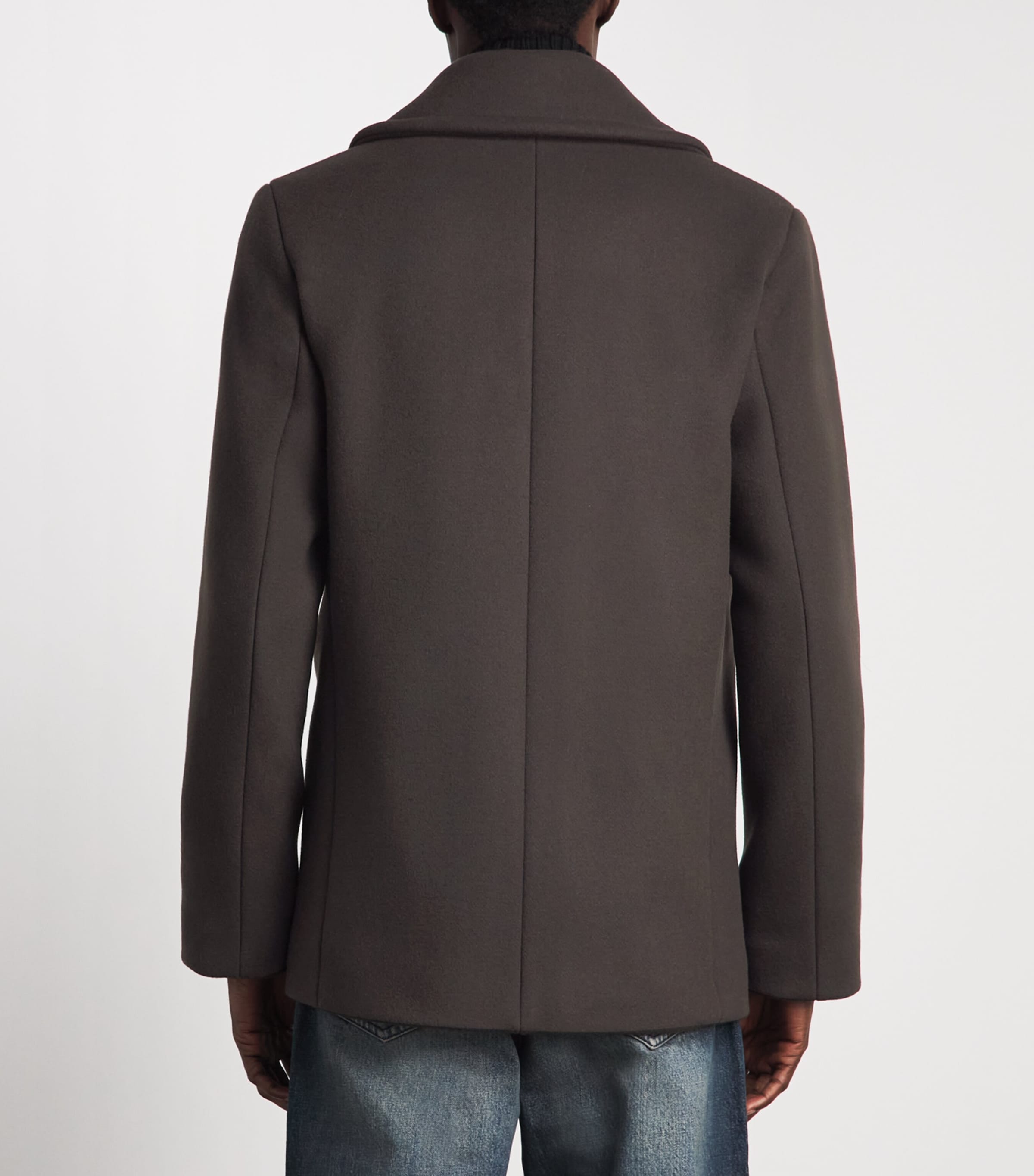 Sandro Paris Mens Wool-Blend Peacoat Taupe / Kaki Image 5