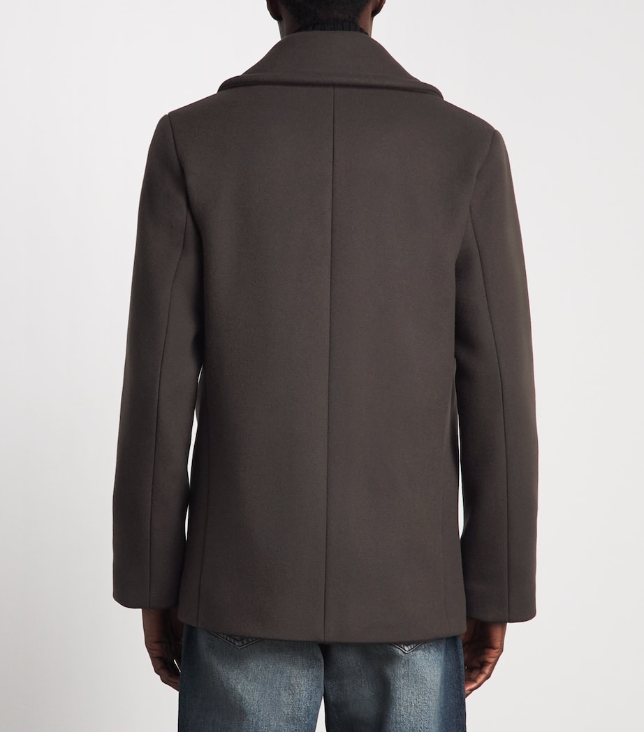 Sandro Paris Mens Wool-Blend Peacoat Taupe / Kaki Image 5