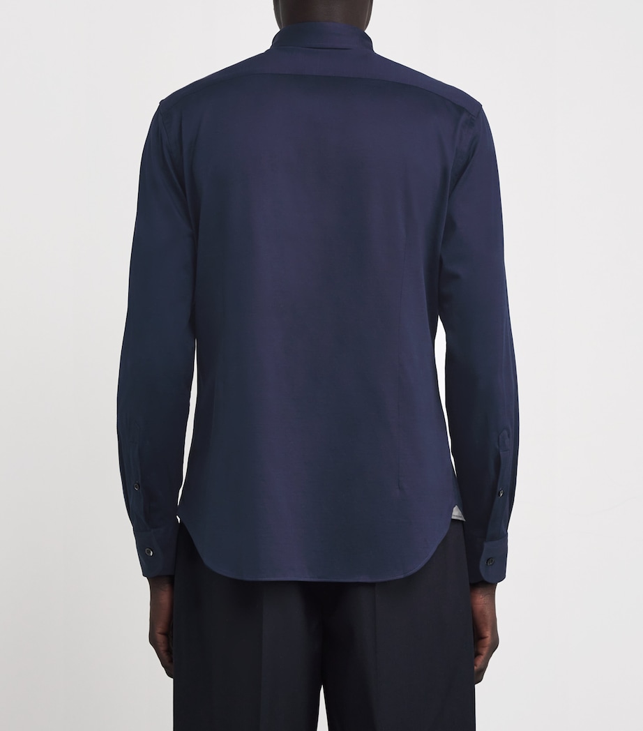 Corneliani Mens Cotton Jersey Shirt Navy Blue Image 4