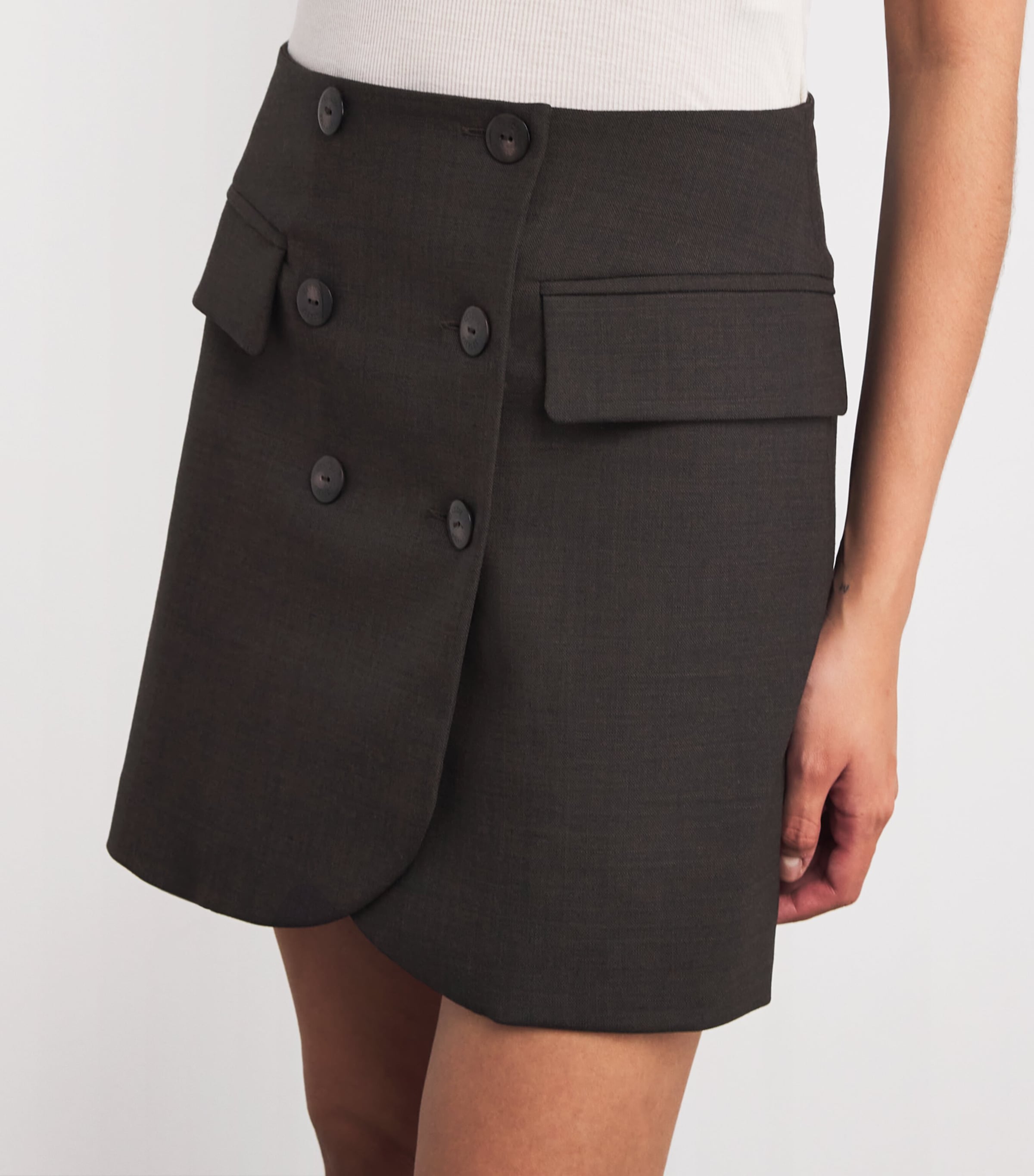 Wool-Blend Mini Skirt BROWN Image 6