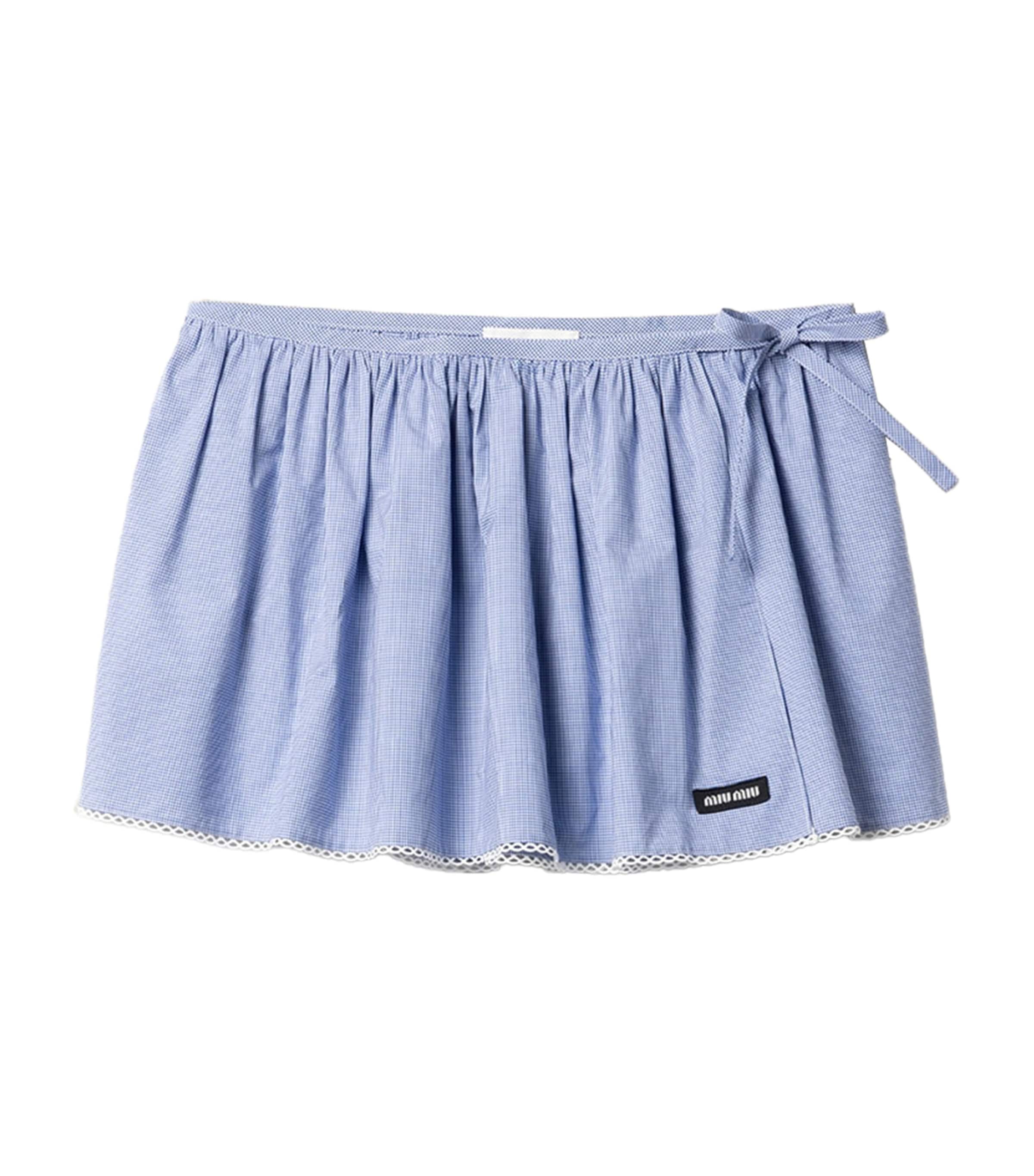 Miu Miu Womens Gingham Side-Tie Mini Skirt Image 1