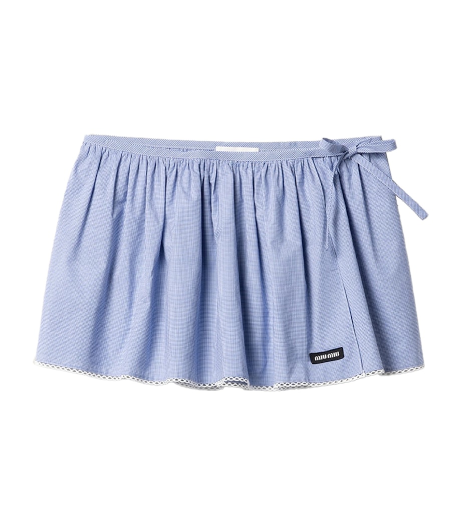 Miu Miu Womens Gingham Side-Tie Mini Skirt Image 1