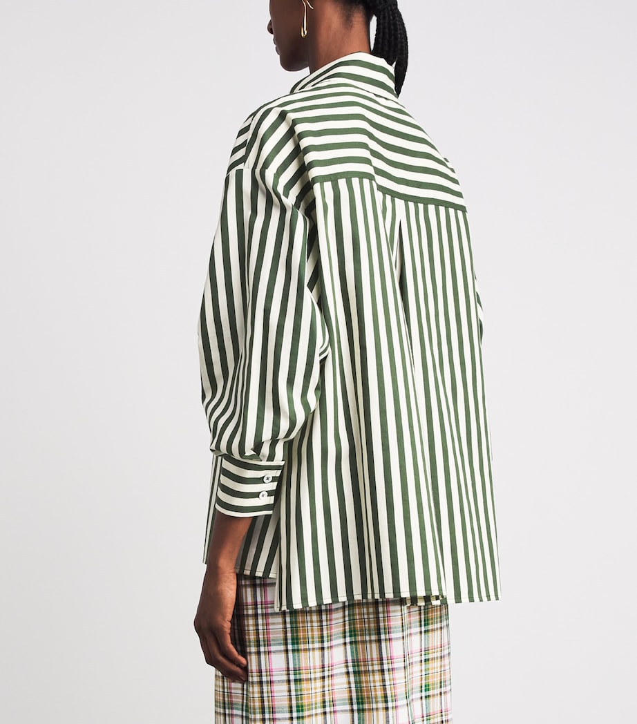 Carolina Herrera Womens Stripe Clara Shirt Ivry Rcng Green Image 5
