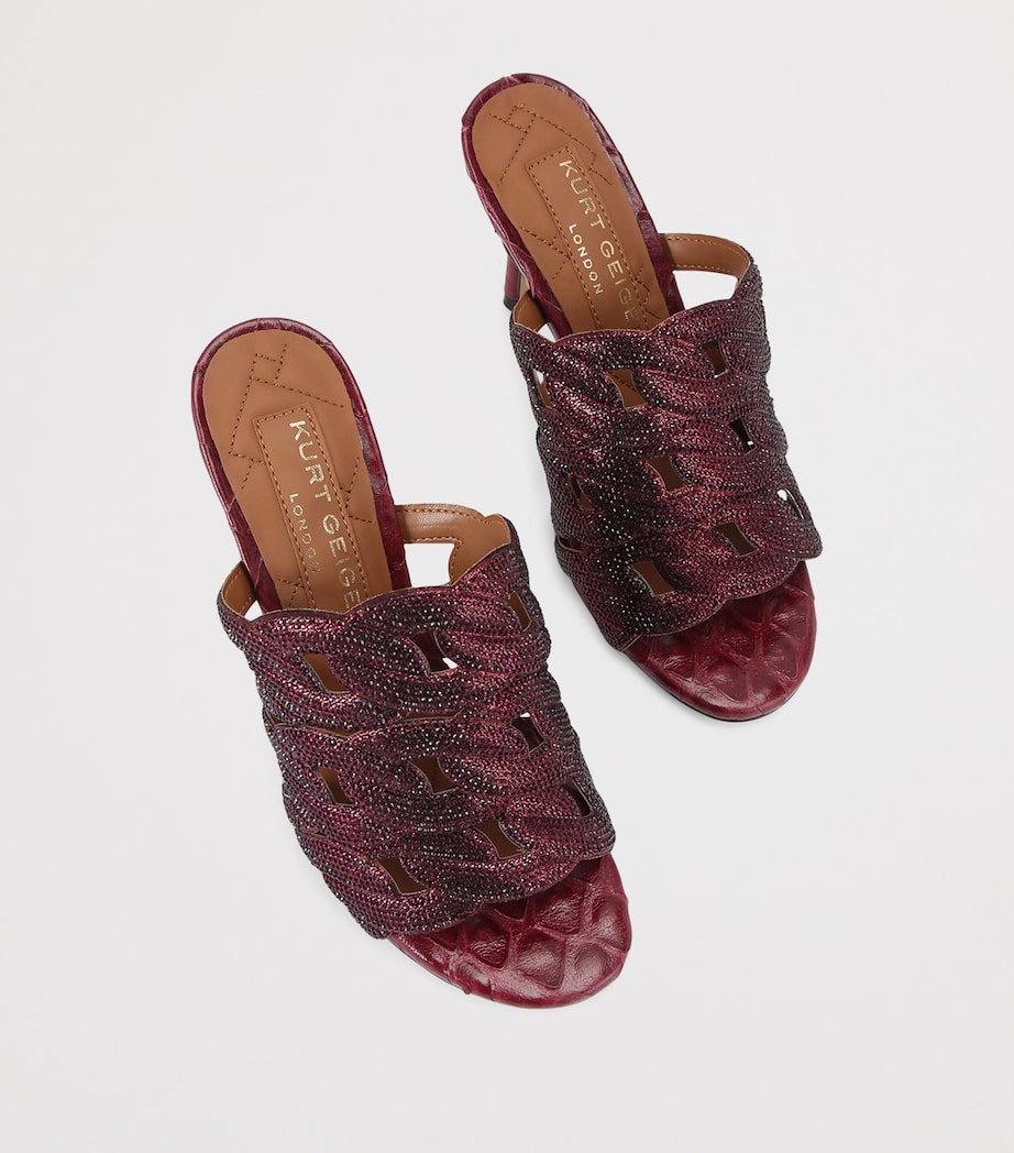 Leather Embellished Chain Heeled Mules 85 WINE Image 4