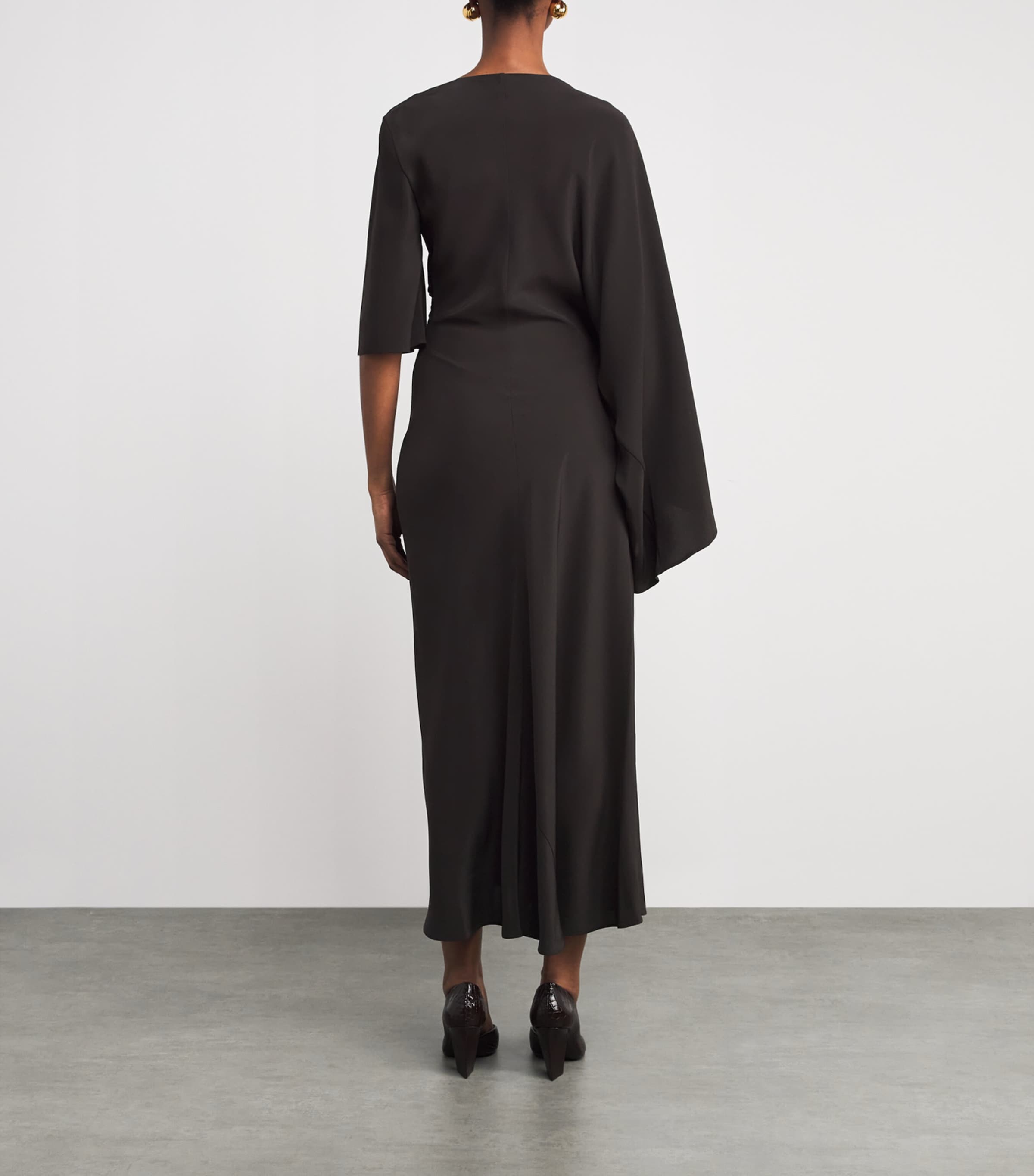 Joseph Womens Satin Gathered Joya Maxi Dress Cocoa Image 3