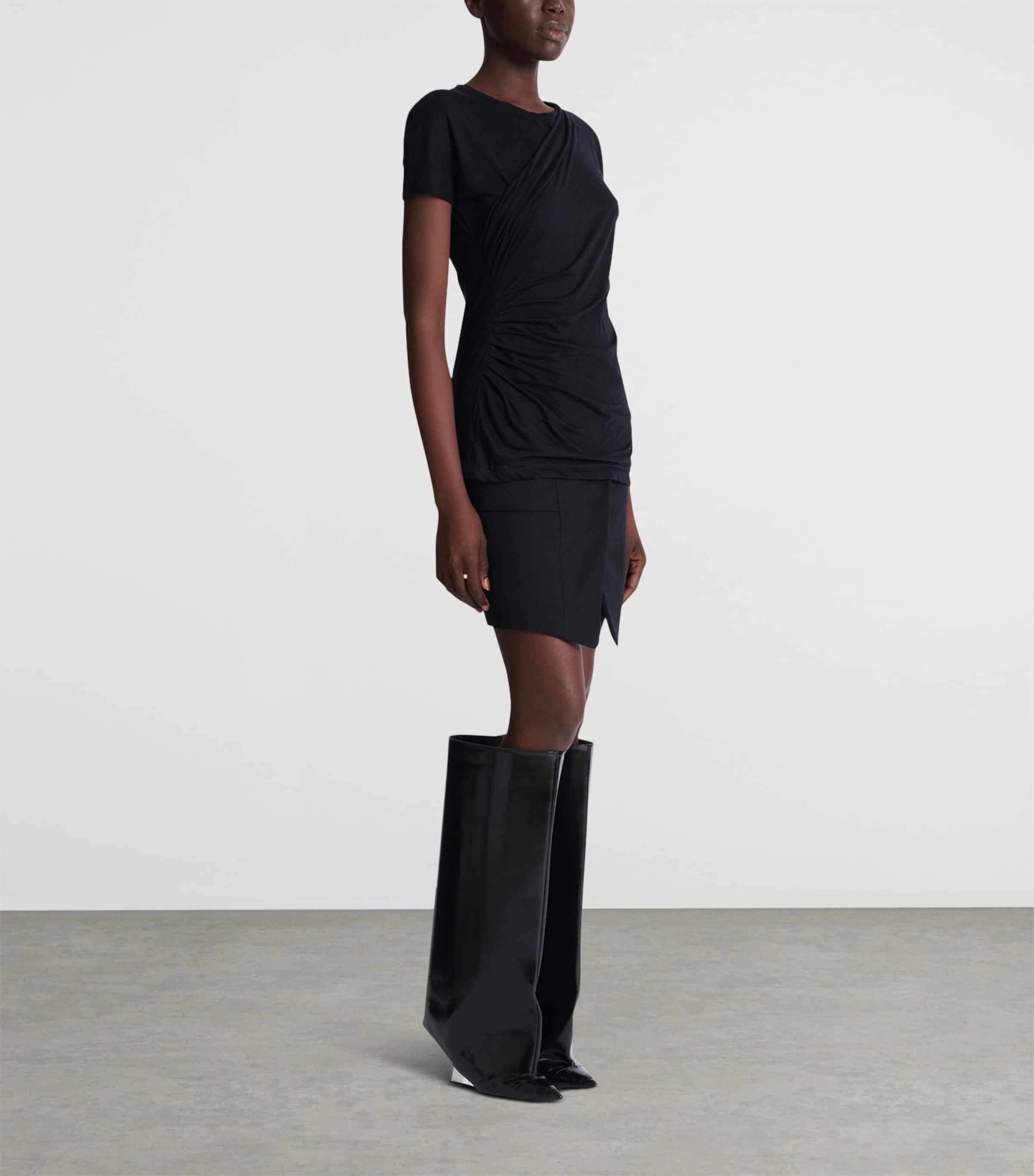 Cotton Draped T-Shirt 0PA NOIR Image 2
