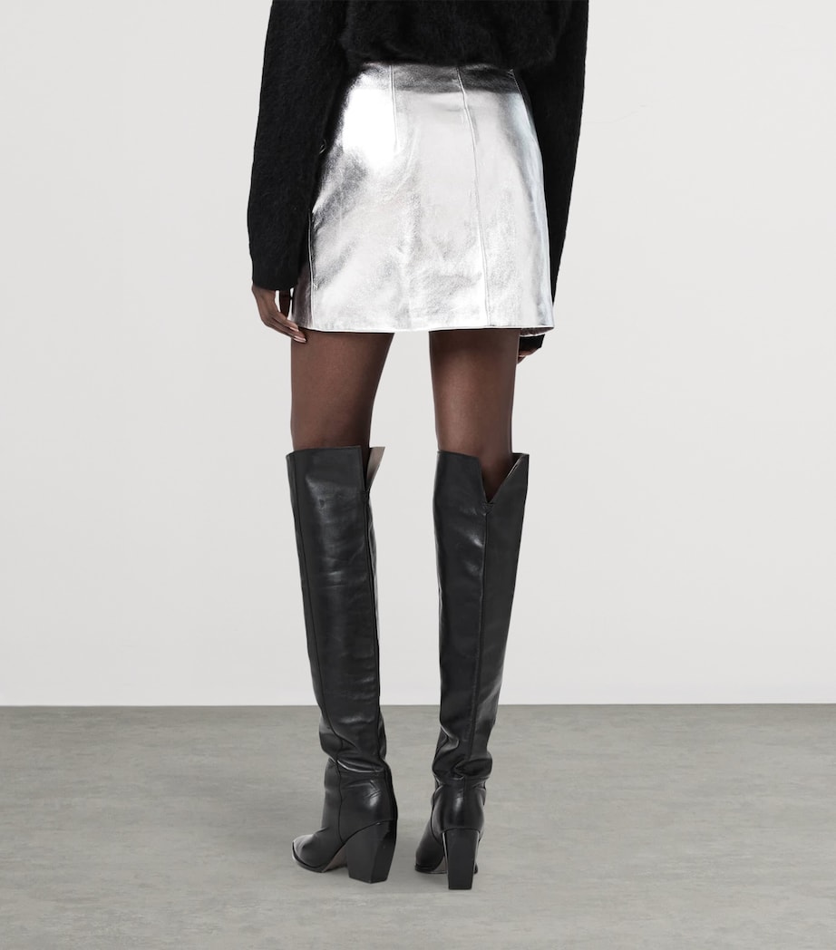 Metallic Leather Renai Mini Skirt SILVER Image 6